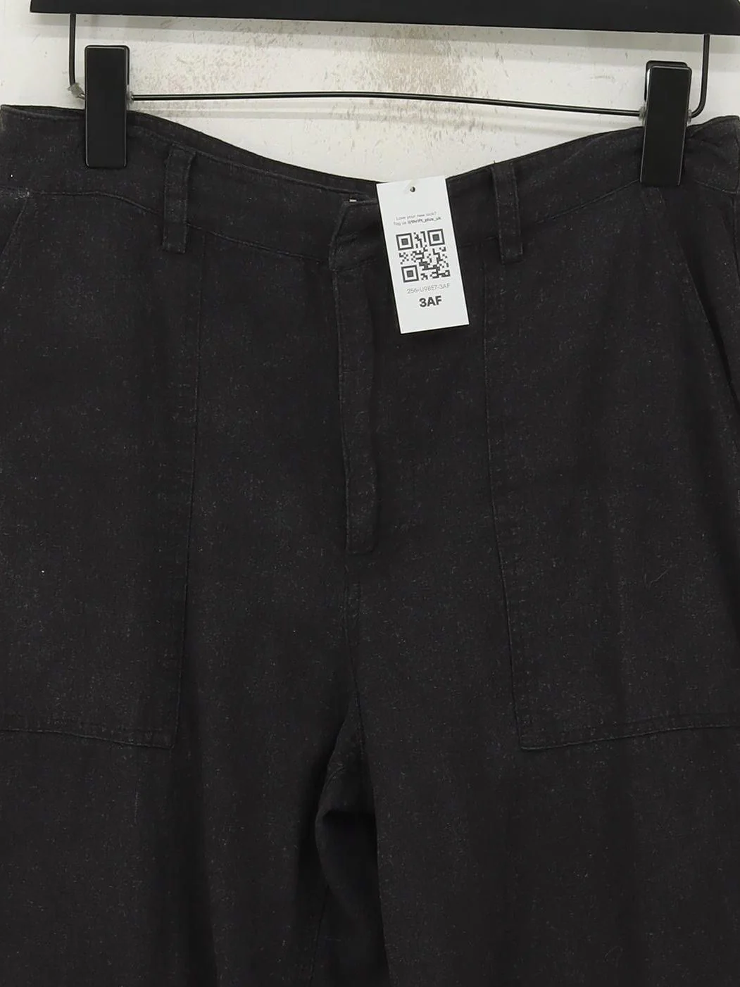Hush Women's Trousers UK 10 Black Linen with Viscose Wide-Leg Cropped - Image 3