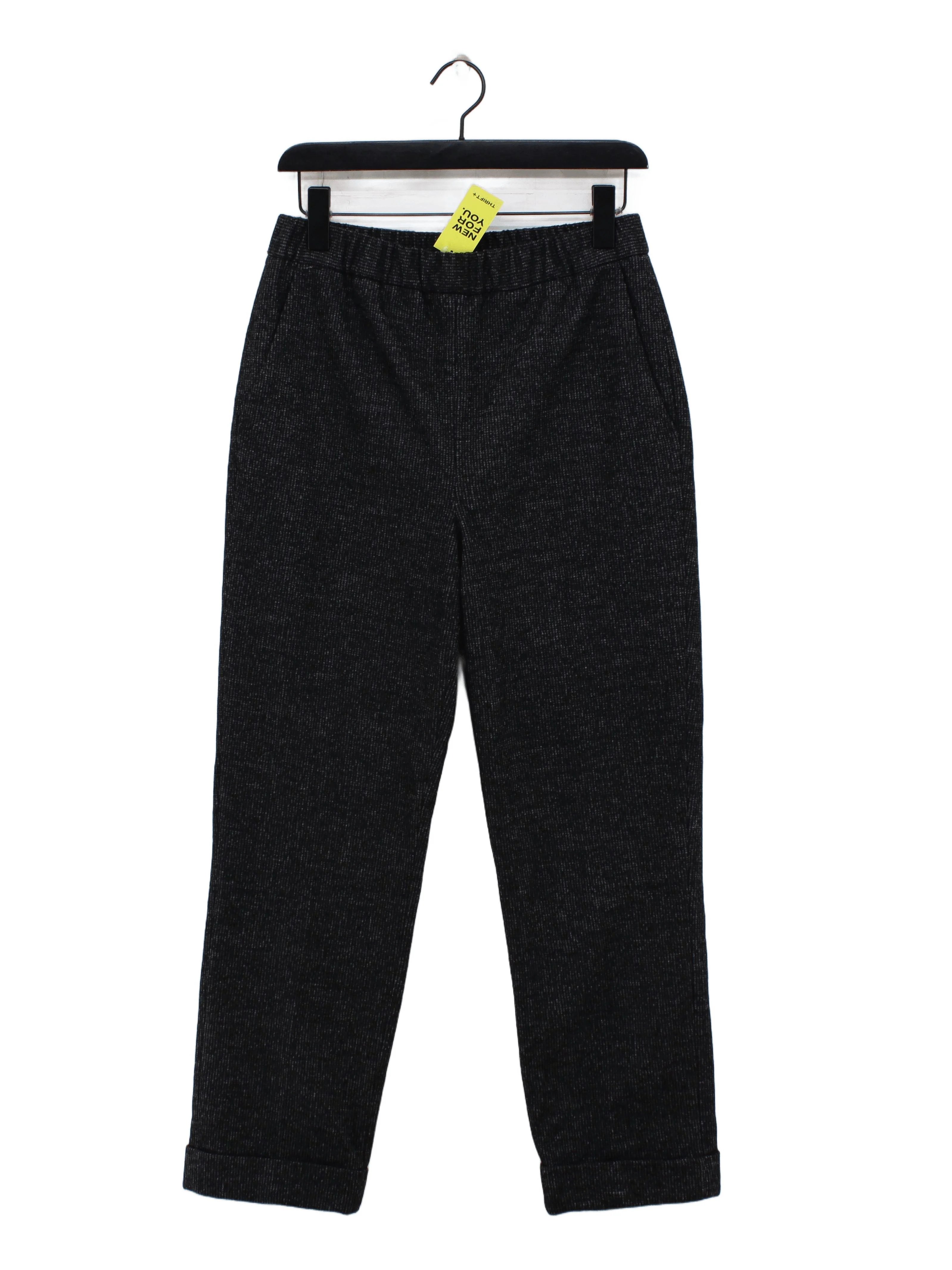 Hush Women's Trousers UK 10 Grey Polyester with Wool, Cotton Tapered Cropped