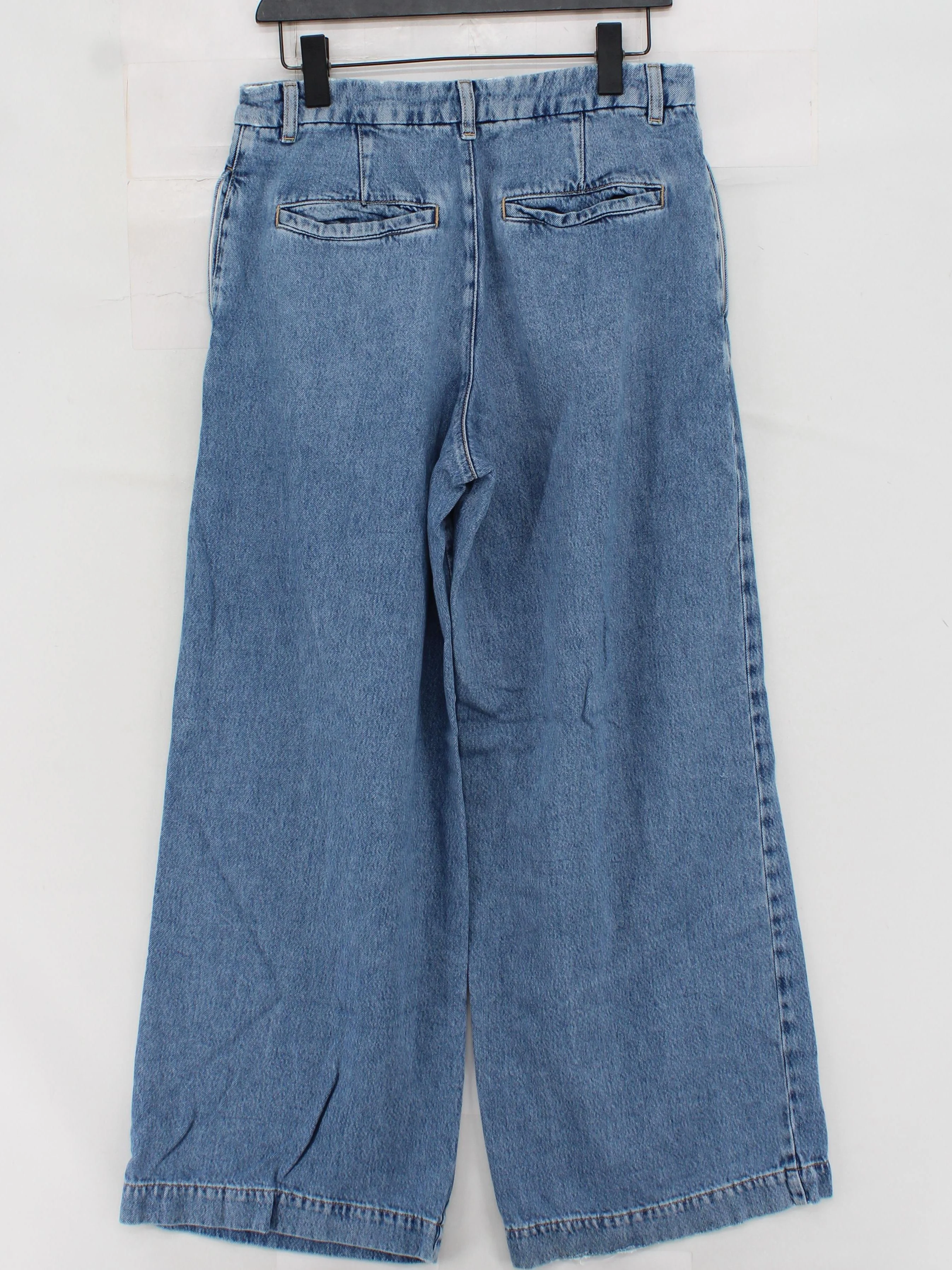 Hush Women's Trousers UK 12 Blue 100% Cotton Wide-Leg Cropped - Image 2