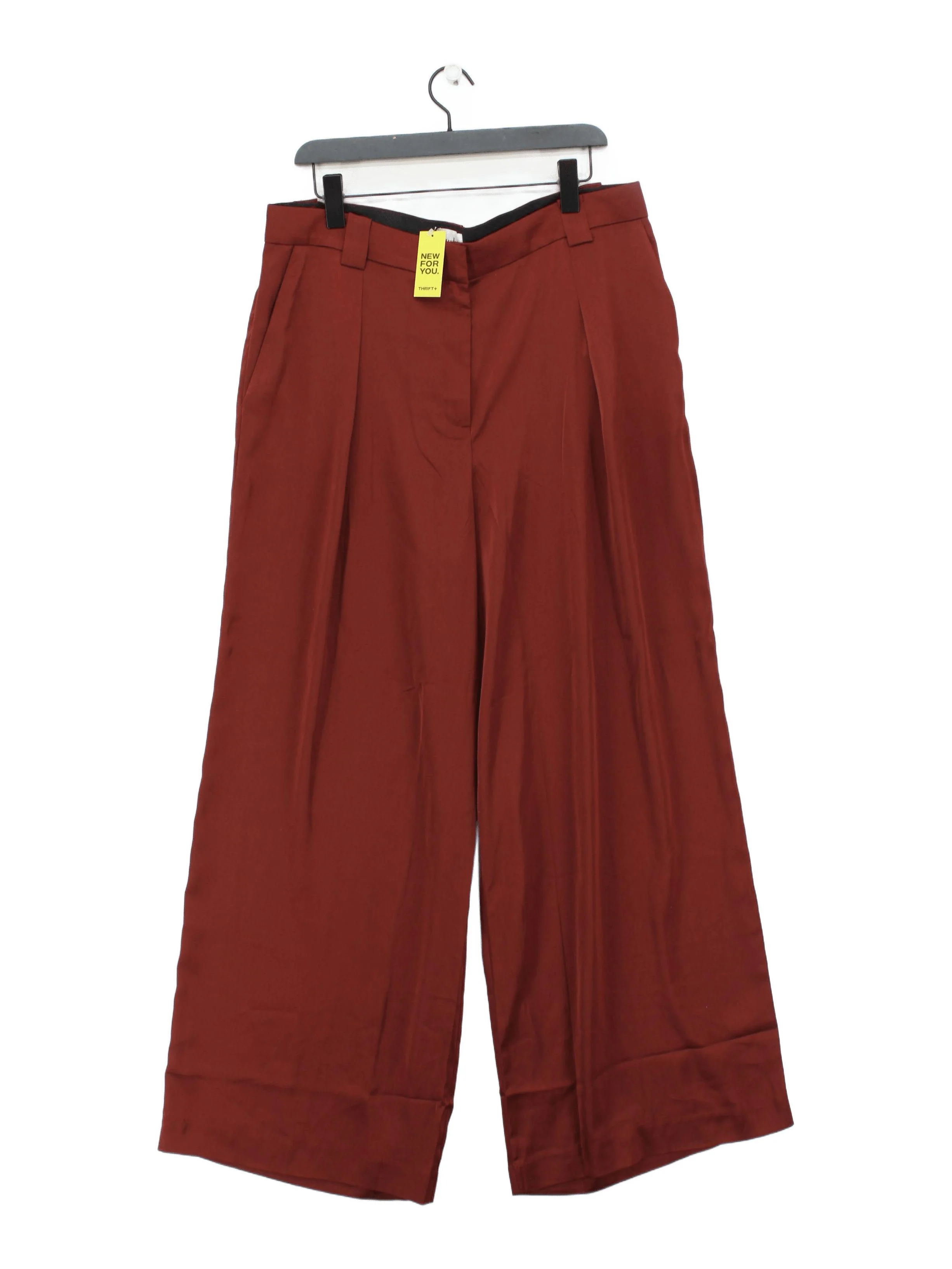 Hush Women's Trousers UK 16 Red 100% Polyester Wide-Leg Cropped