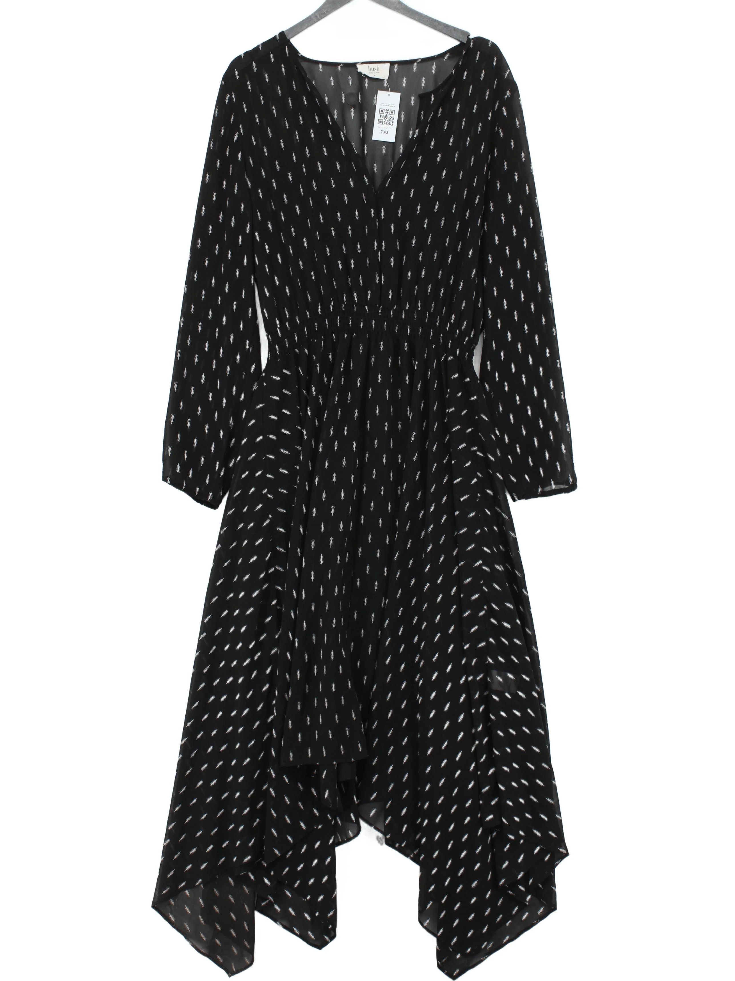Hush Wrap Midi Dress UK8 in Black