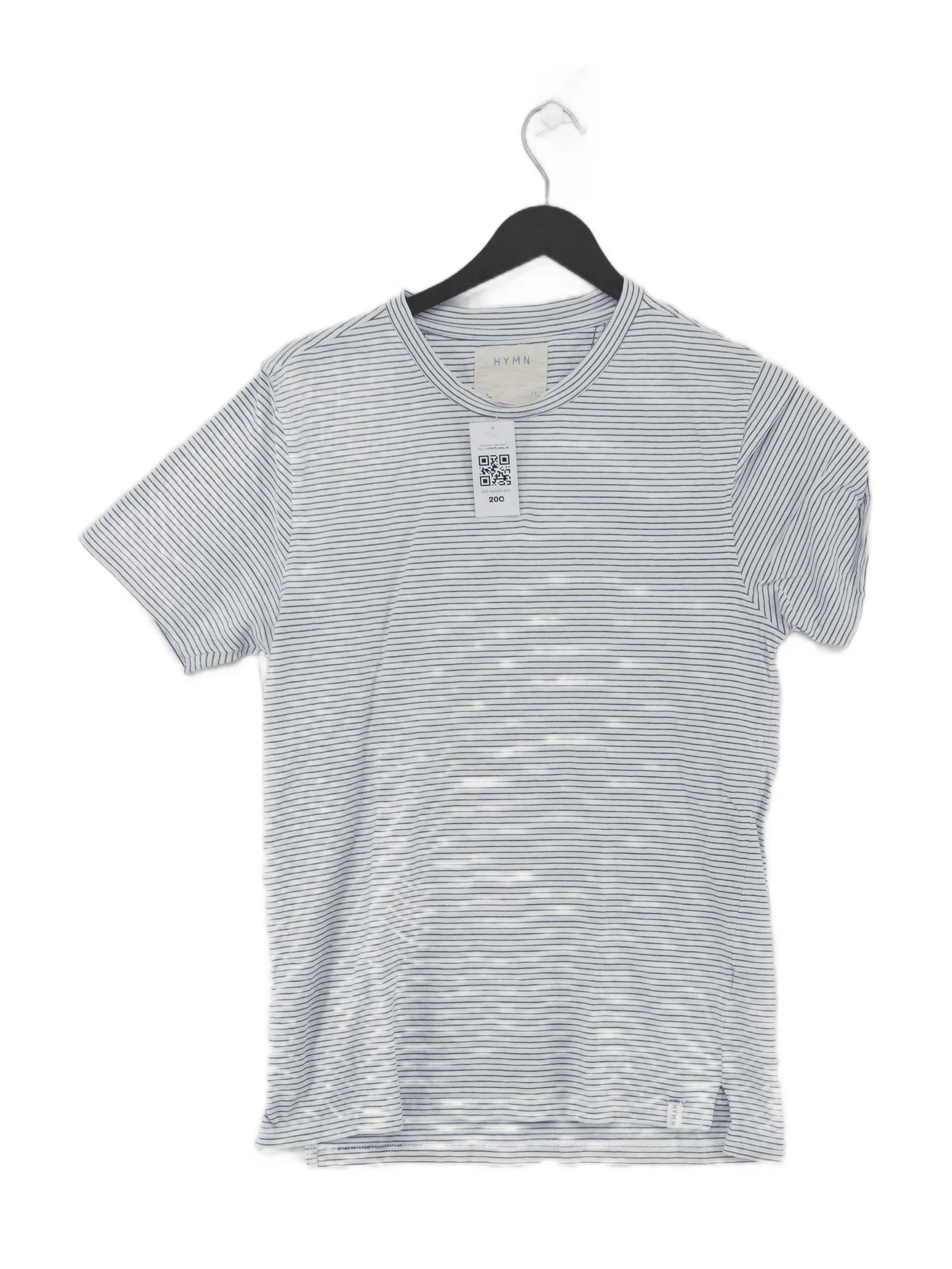 Hymn Men's T-Shirt S White Striped 100% Cotton Basic