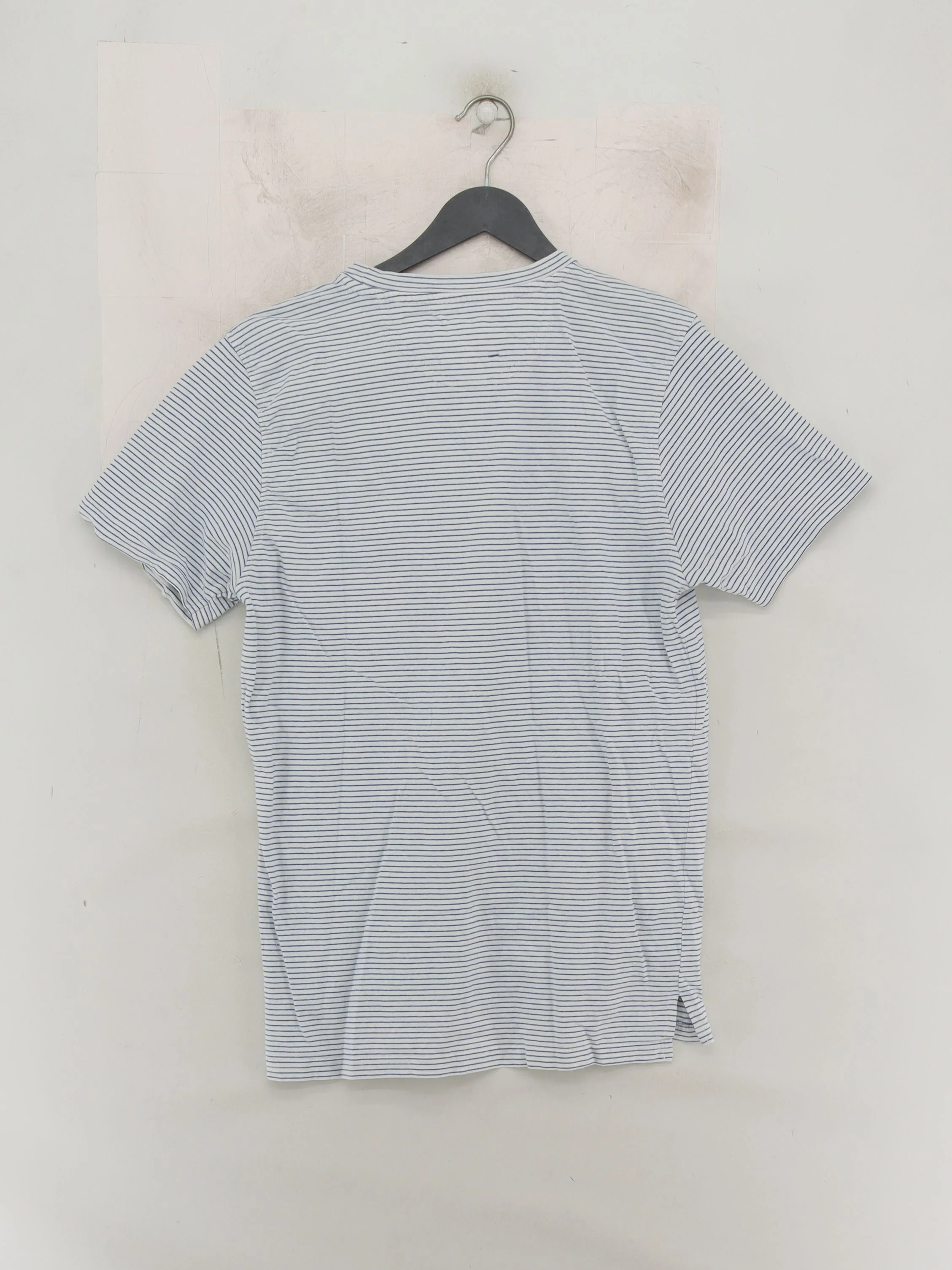 Hymn Men's T-Shirt S White Striped 100% Cotton Basic - Image 2