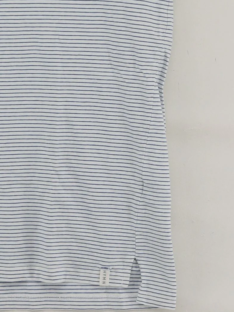 Hymn Men's T-Shirt S White Striped 100% Cotton Basic - Image 4
