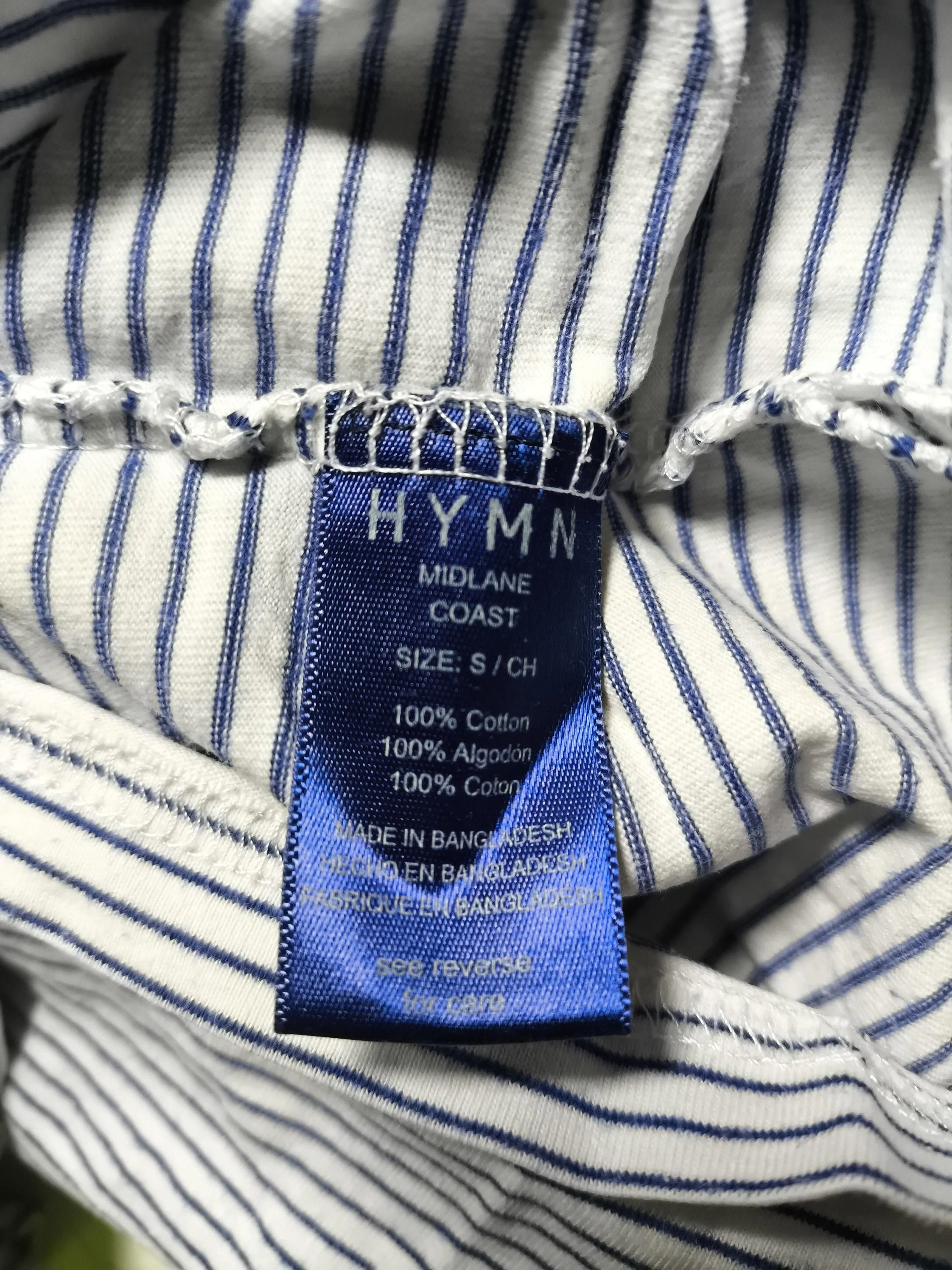 Hymn Men's T-Shirt S White Striped 100% Cotton Basic - Image 6