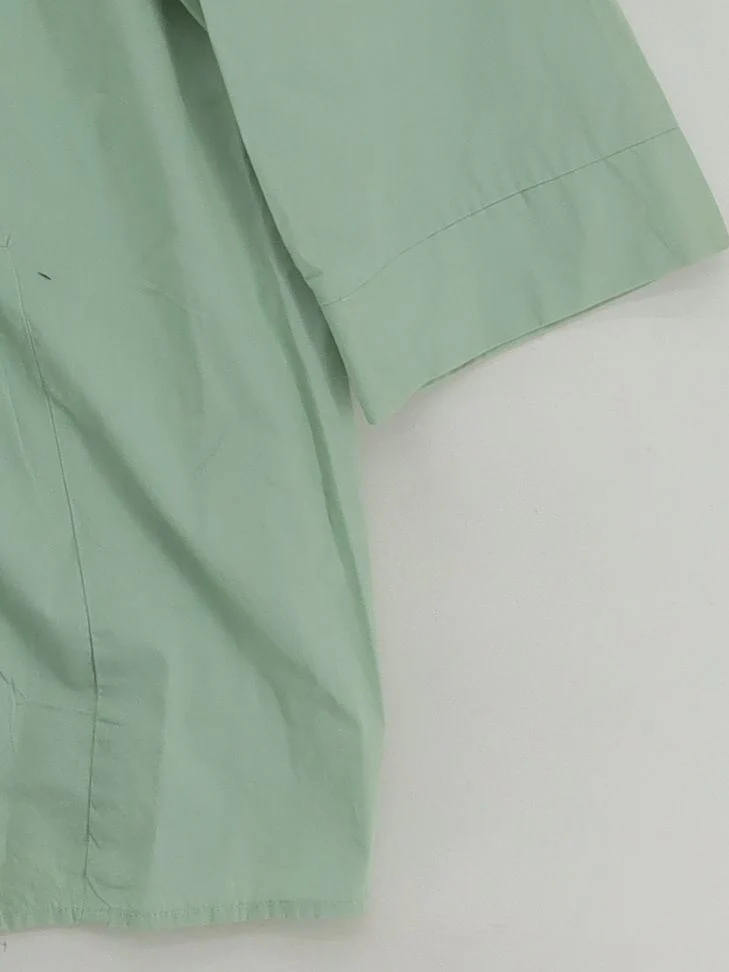 I.scenery Women's Blouse UK 18 Green 100% Cotton 3/4 Sleeve Collared Basic - Image 4