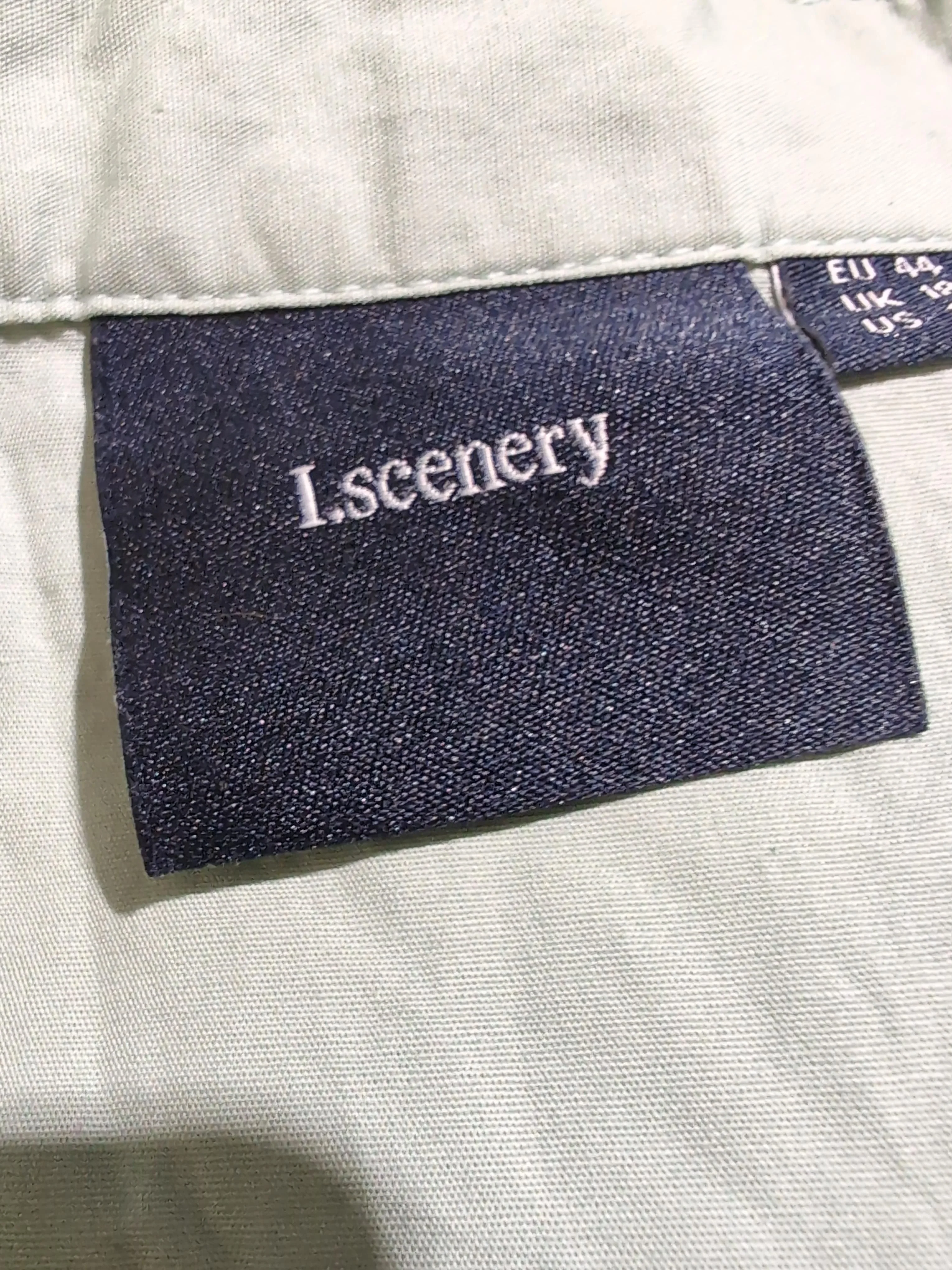 I.scenery Women's Blouse UK 18 Green 100% Cotton 3/4 Sleeve Collared Basic - Image 5