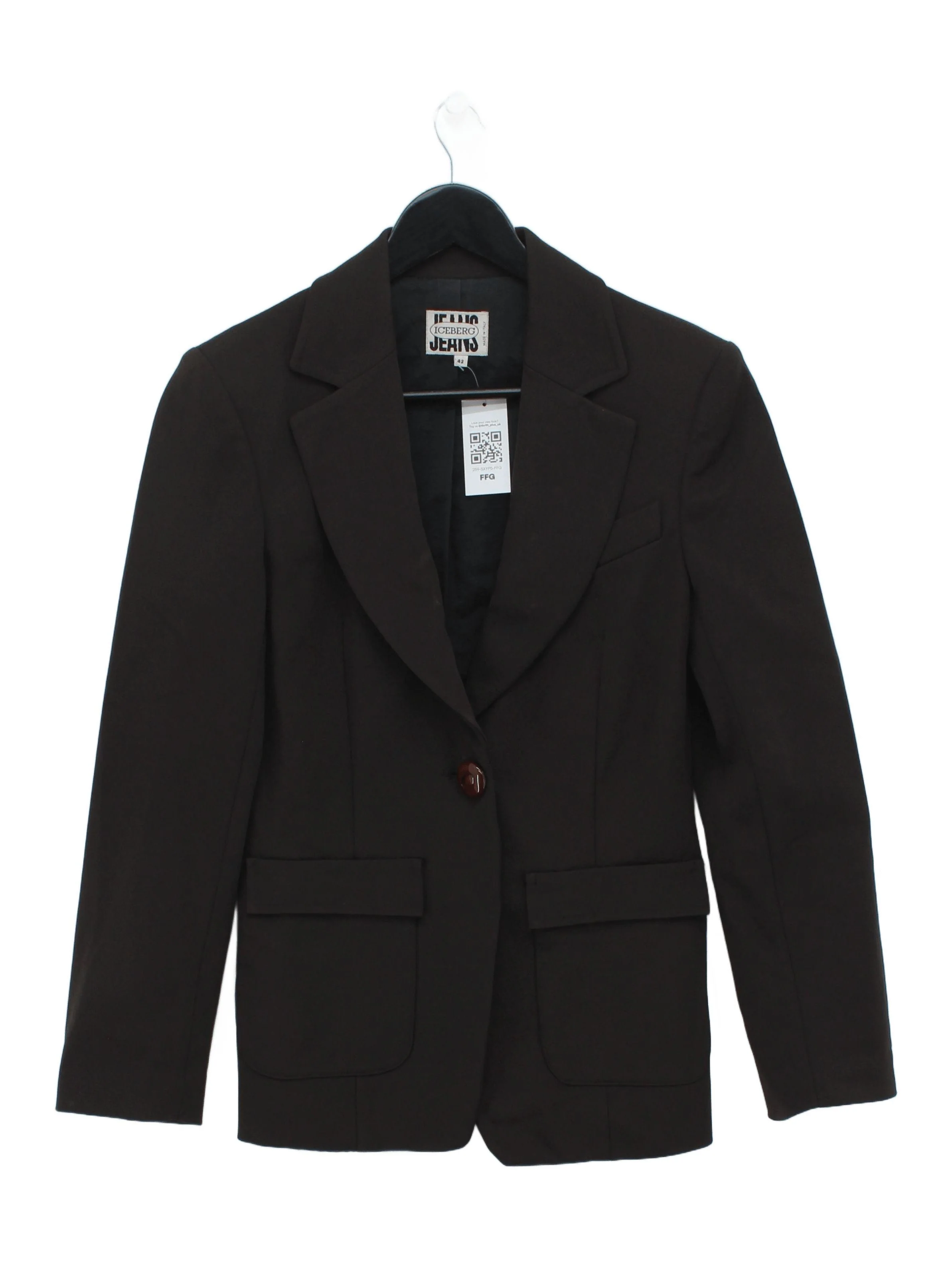 Iceberg Women's Blazer UK 14 Brown 100% Polyamide Overcoat