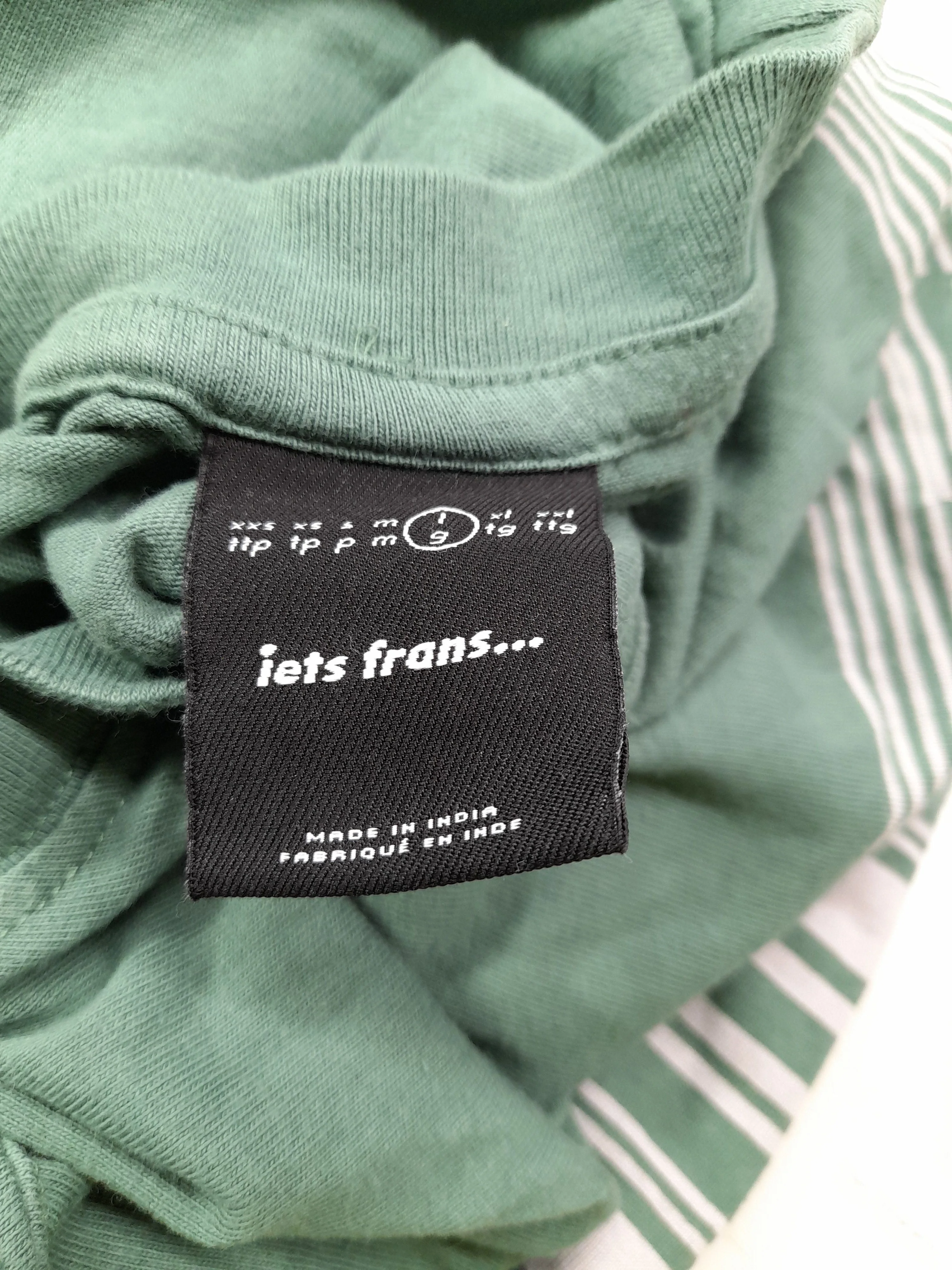 Iets Frans Men's T-Shirt L Green Striped 100% Cotton Basic - Image 6