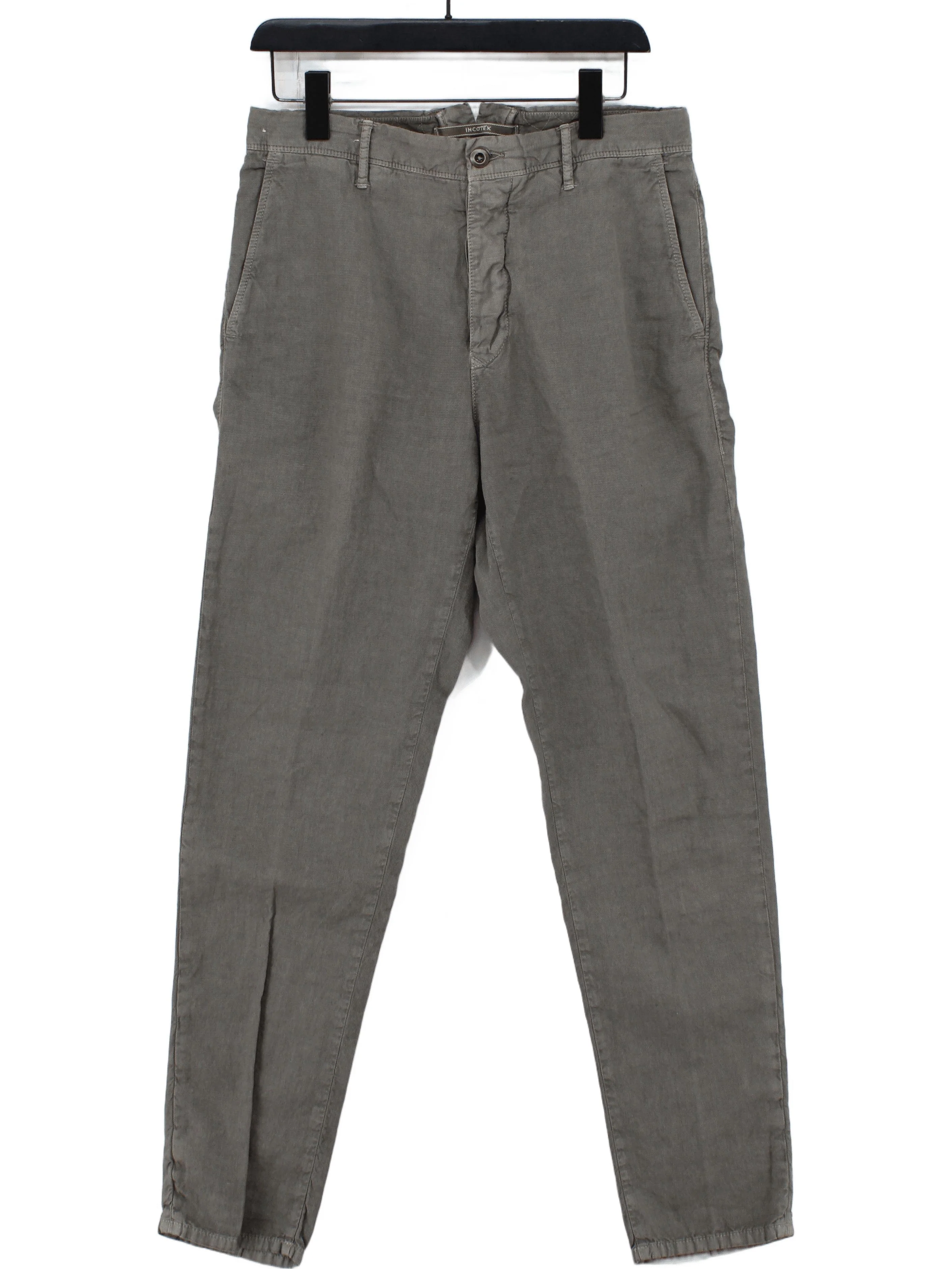 INCOTEX Men's Trousers M Grey 100% Cotton Tapered Chino