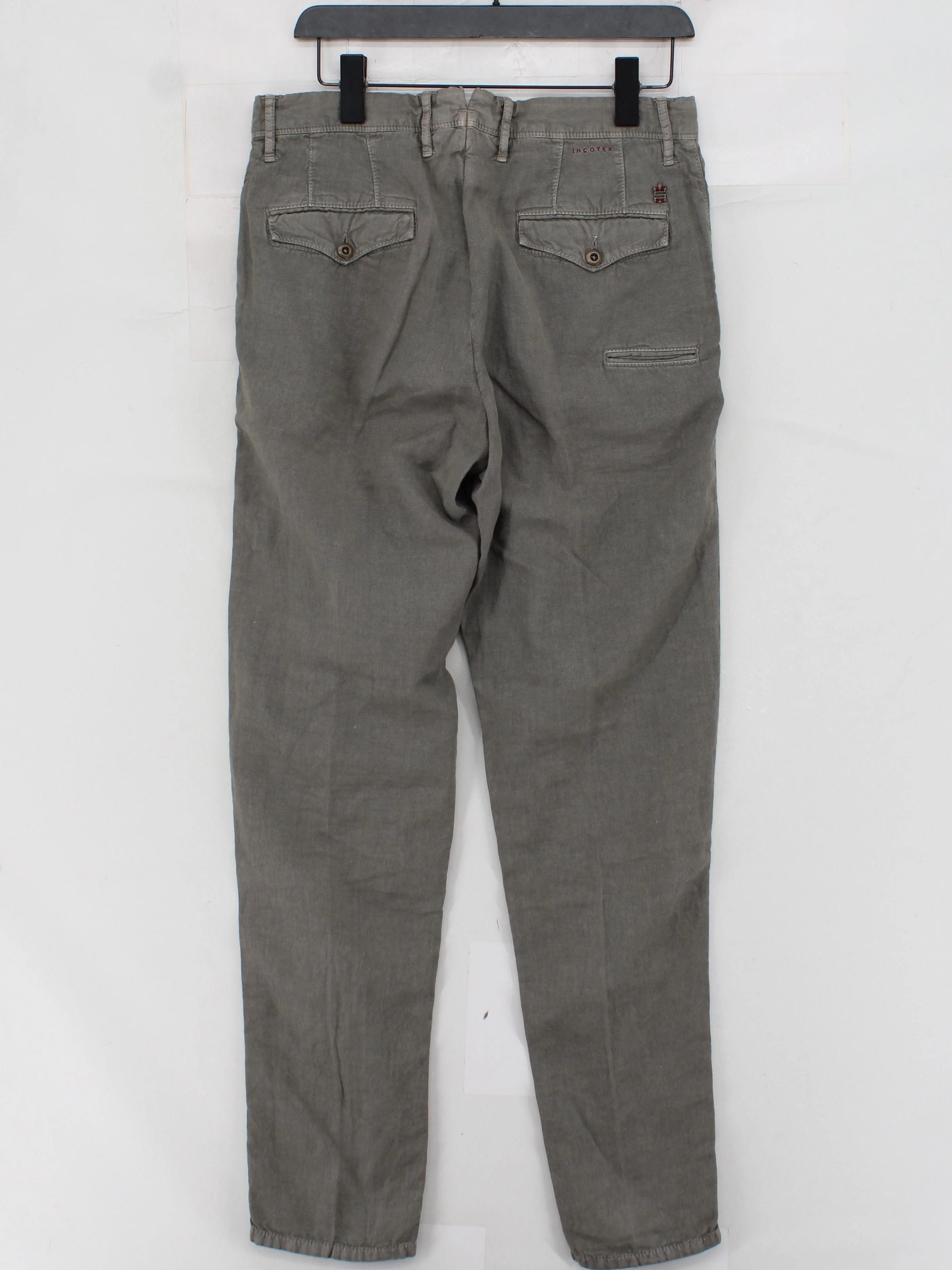 INCOTEX Men's Trousers M Grey 100% Cotton Tapered Chino - Image 2