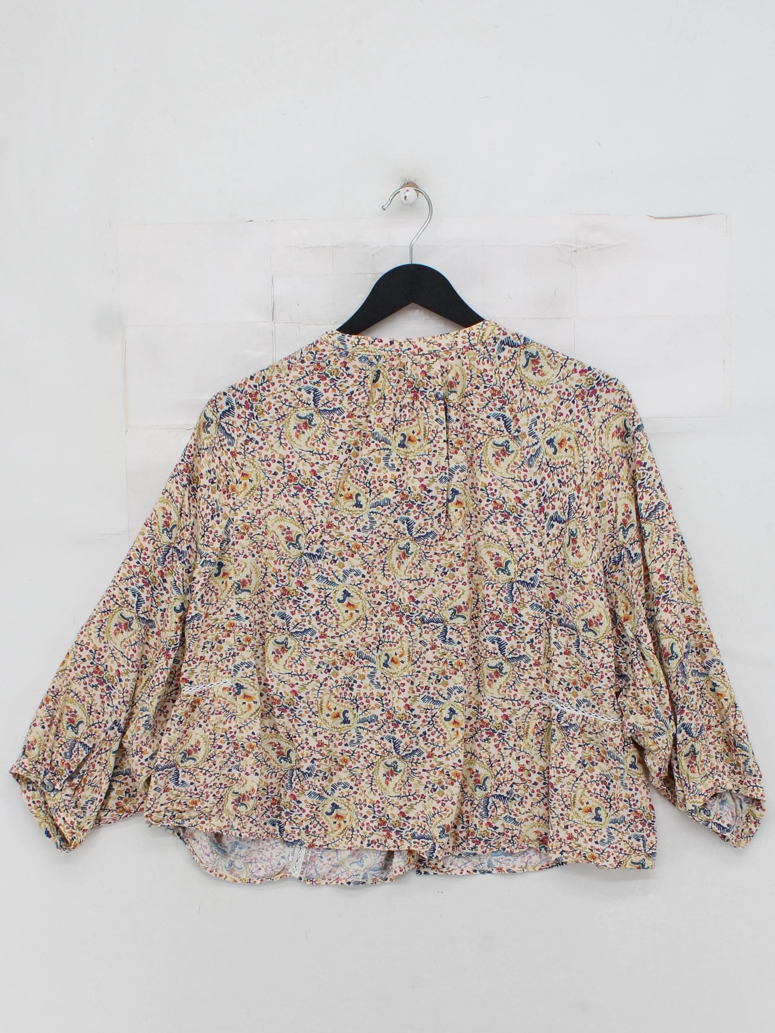 Indi & Cold Women's Blouse M Multi Floral 100% Viscose 3/4 Sleeve Collared Basic - Image 2