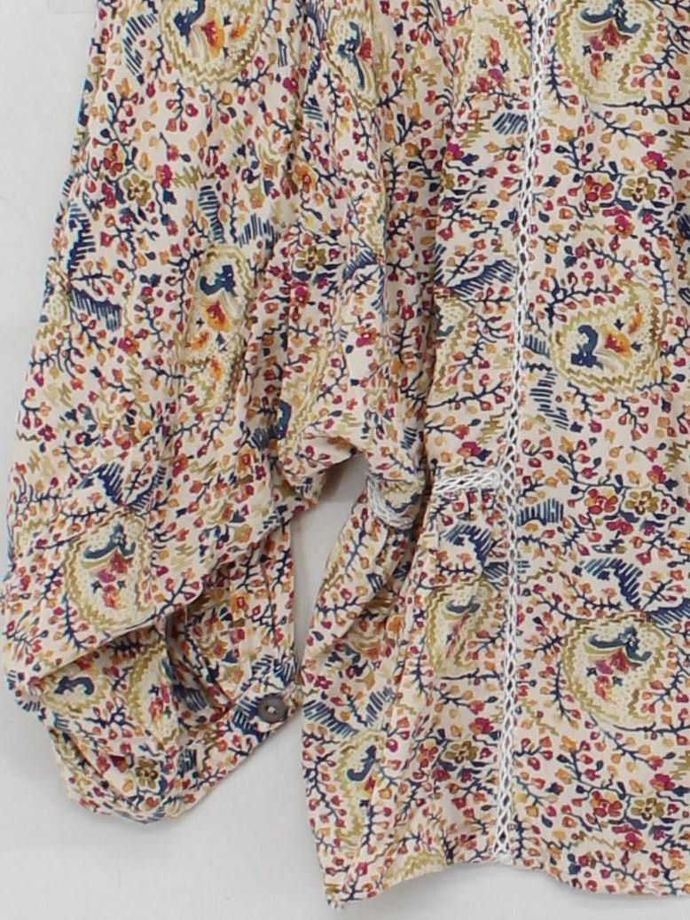 Indi & Cold Women's Blouse M Multi Floral 100% Viscose 3/4 Sleeve Collared Basic - Image 4