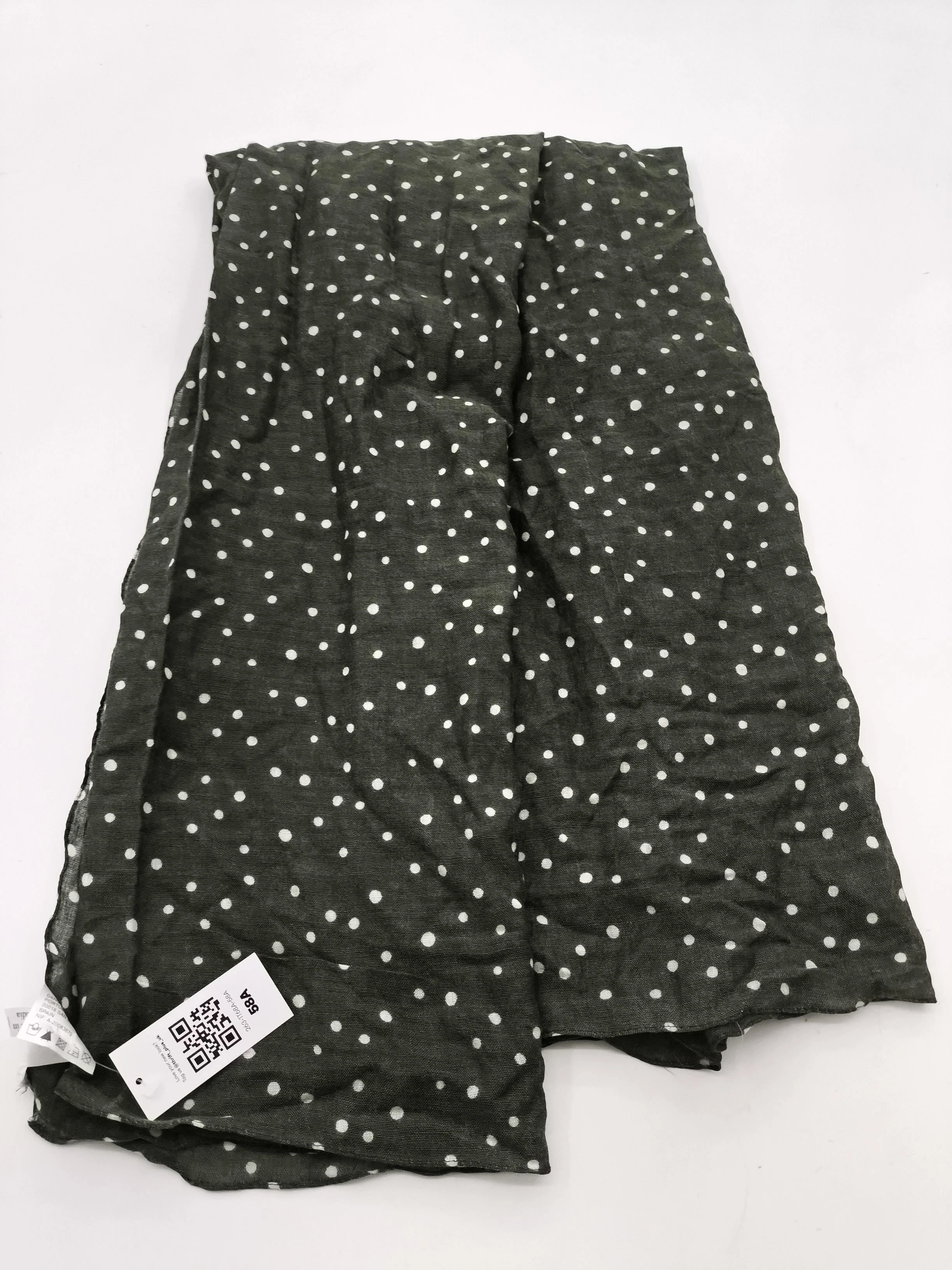 Indi & Cold Women's Scarf Green Polkadot Wool with Lyocell Modal Rectangle Scarf - Image 2
