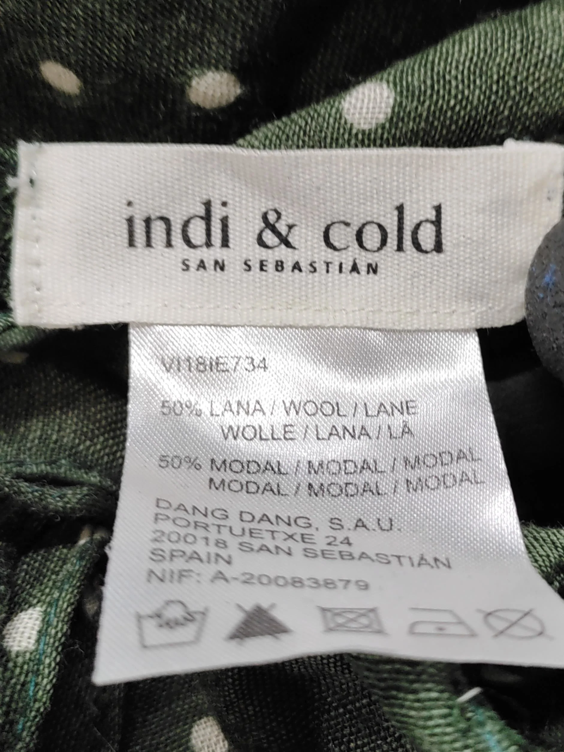 Indi & Cold Women's Scarf Green Polkadot Wool with Lyocell Modal Rectangle Scarf - Image 5