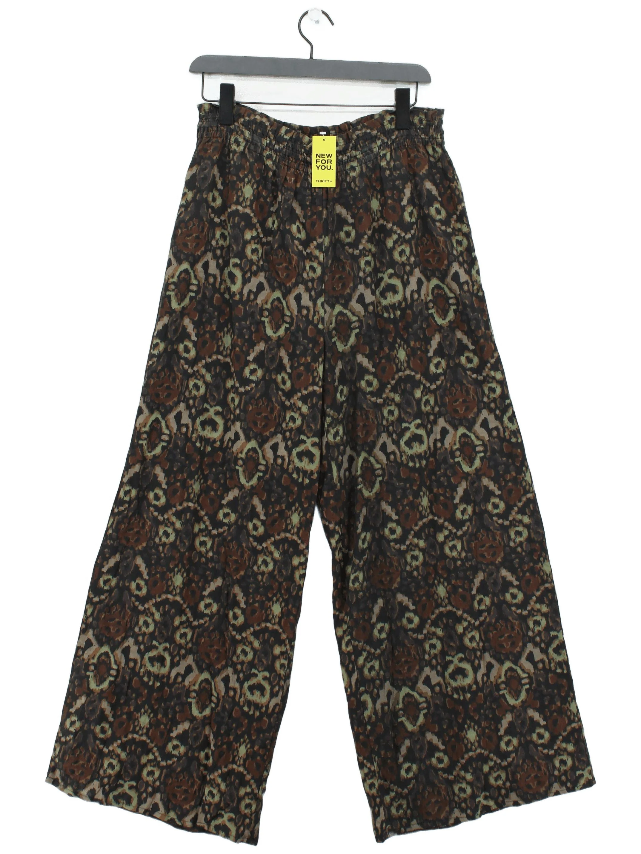 Indi & Cold Women's Trousers UK 14 Brown Viscose with Cotton Wide-Leg Sweatpants