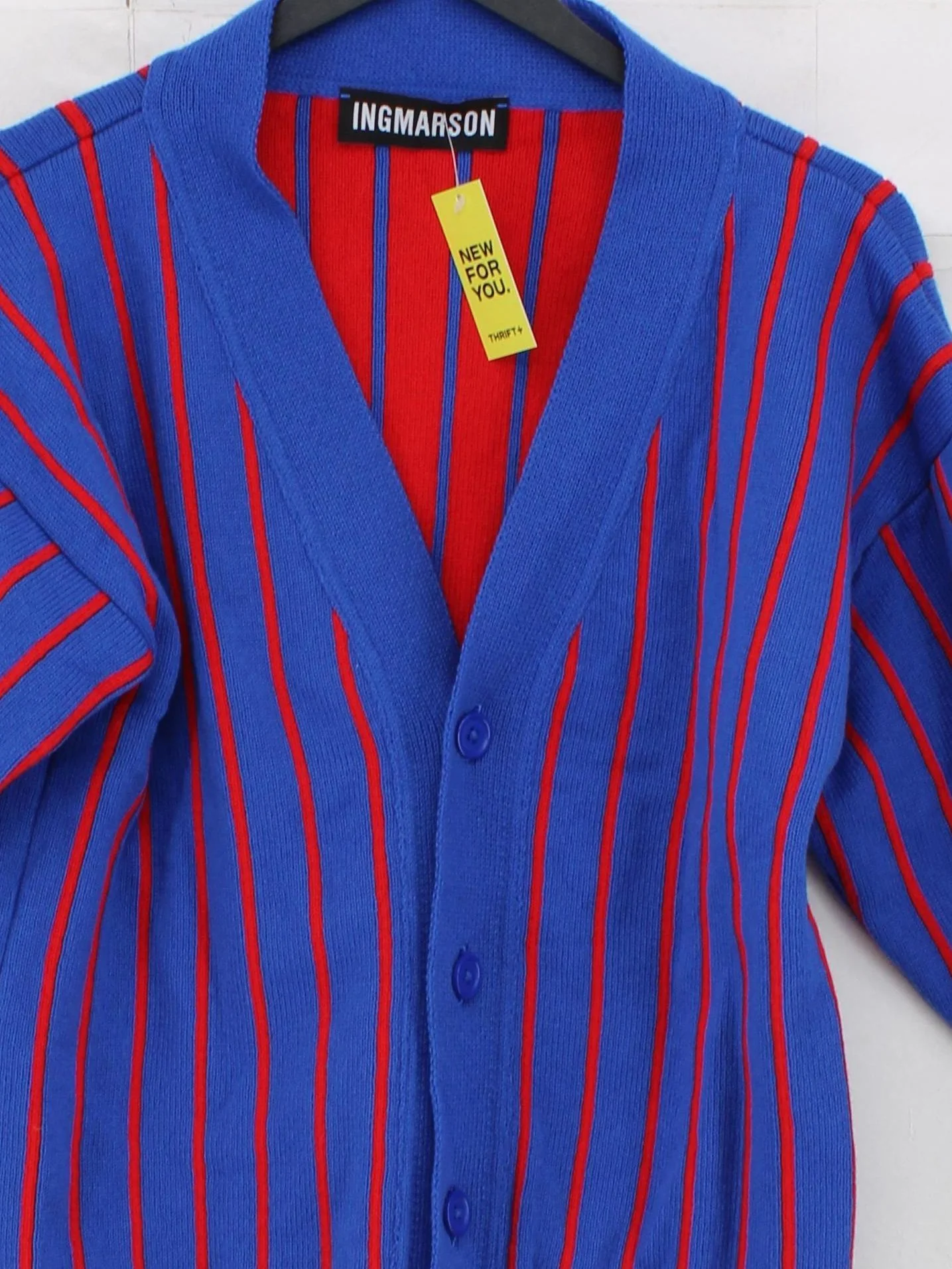 Ingmarson Men's Cardigan M Multi Striped 100% Other V-Neck Cardigan - Image 3