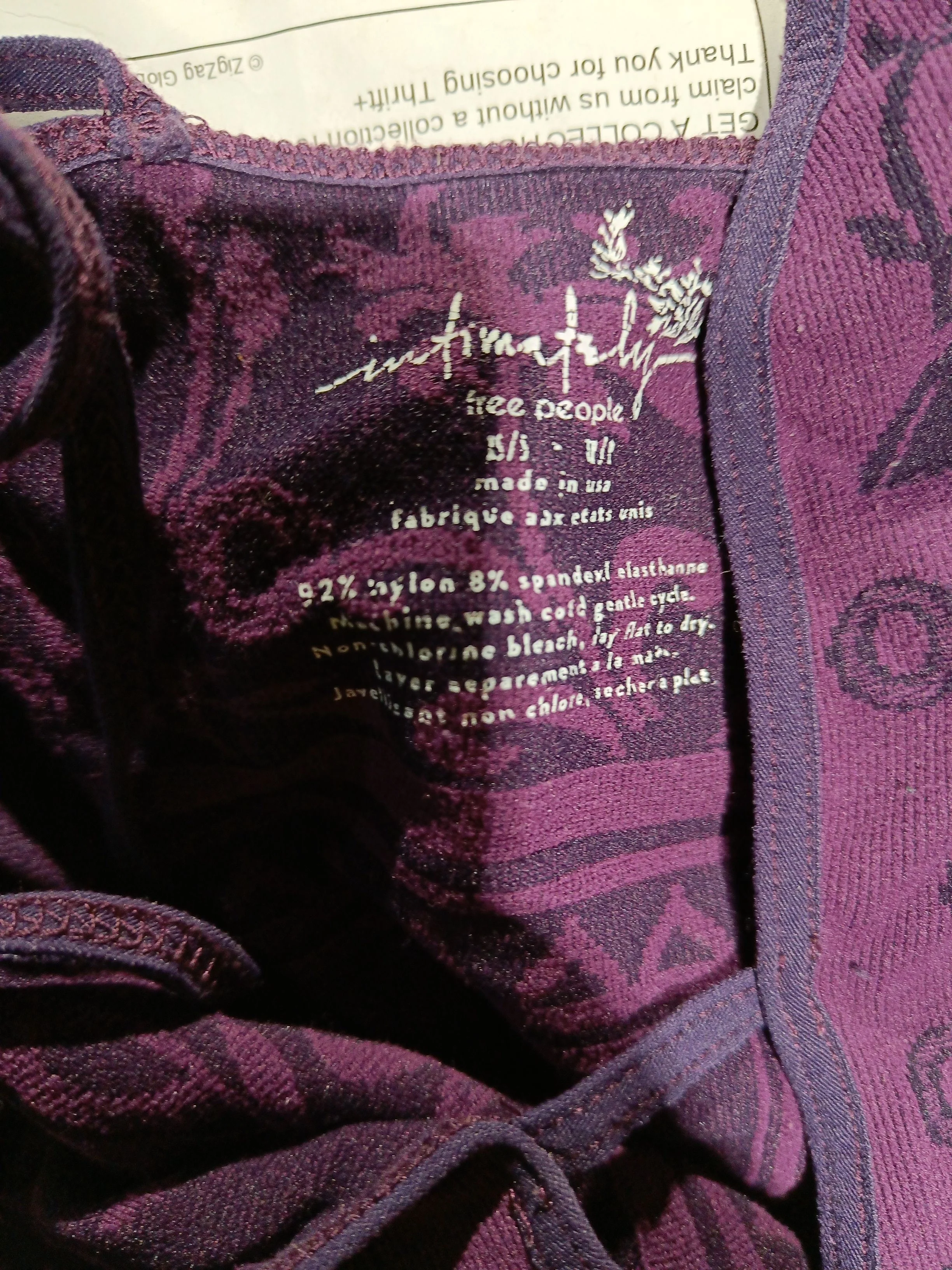 Intimately At Free People Women's Top XS Purple Nylon with Spandex Basic - Image 7