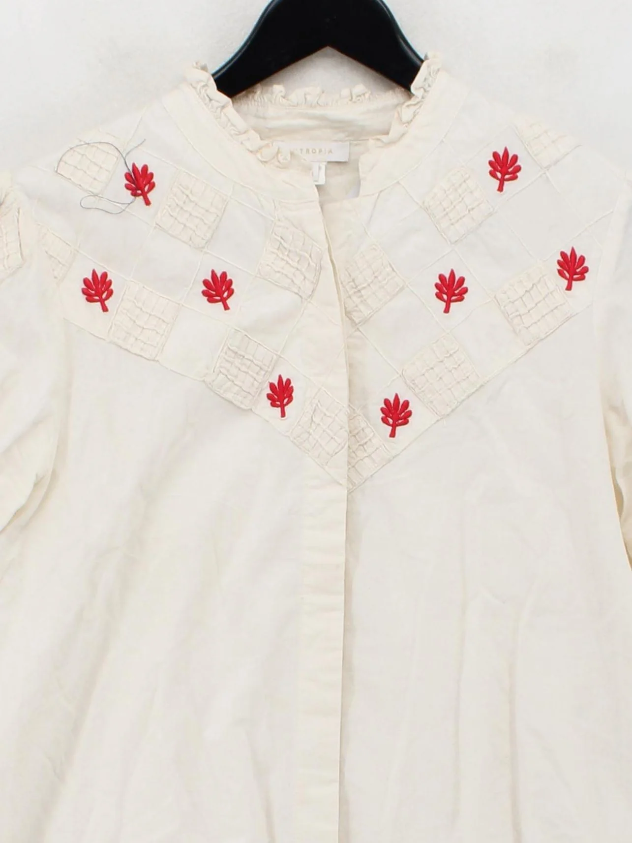 Intropia Women's Shirt UK 12 Cream 100% Other Long Sleeve Collared Basic - Image 3