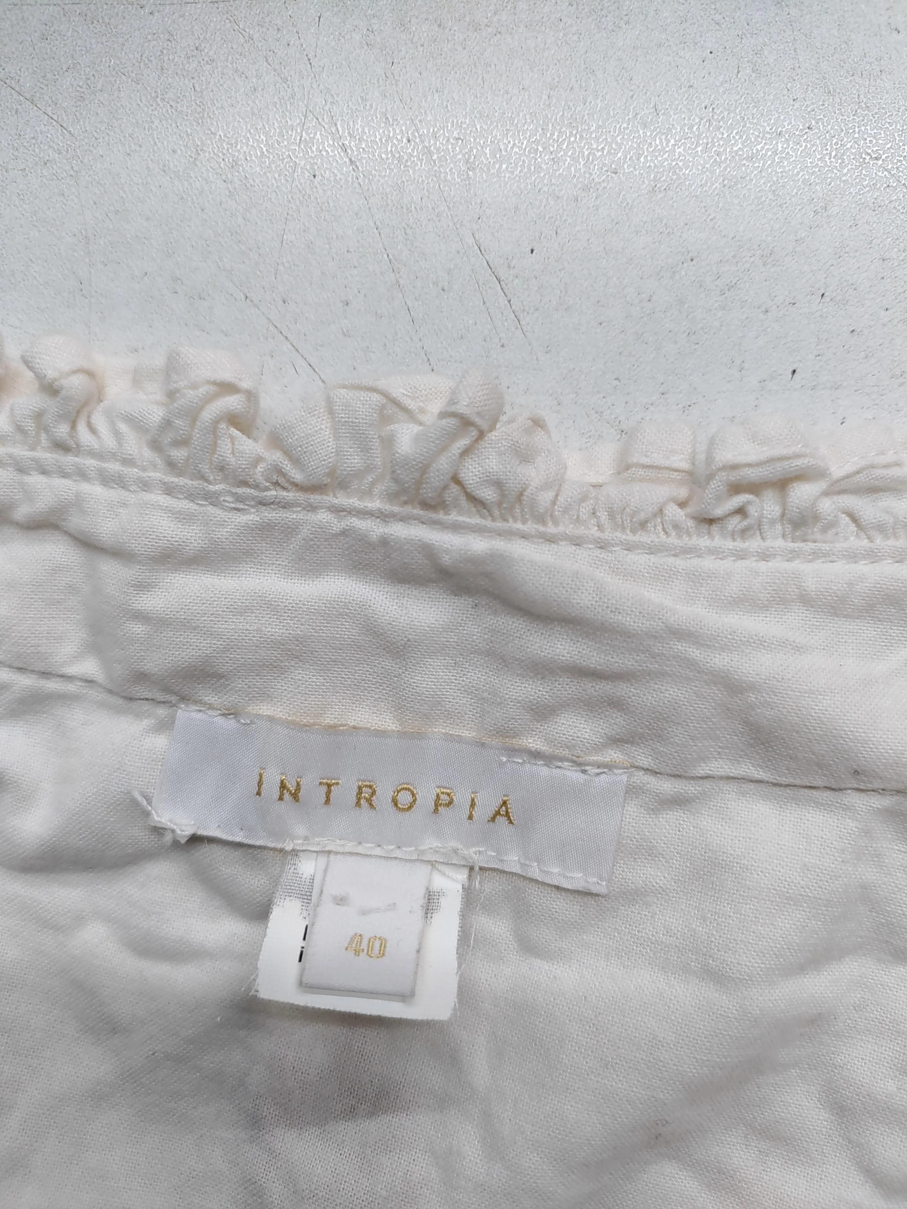 Intropia Women's Shirt UK 12 Cream 100% Other Long Sleeve Collared Basic - Image 5