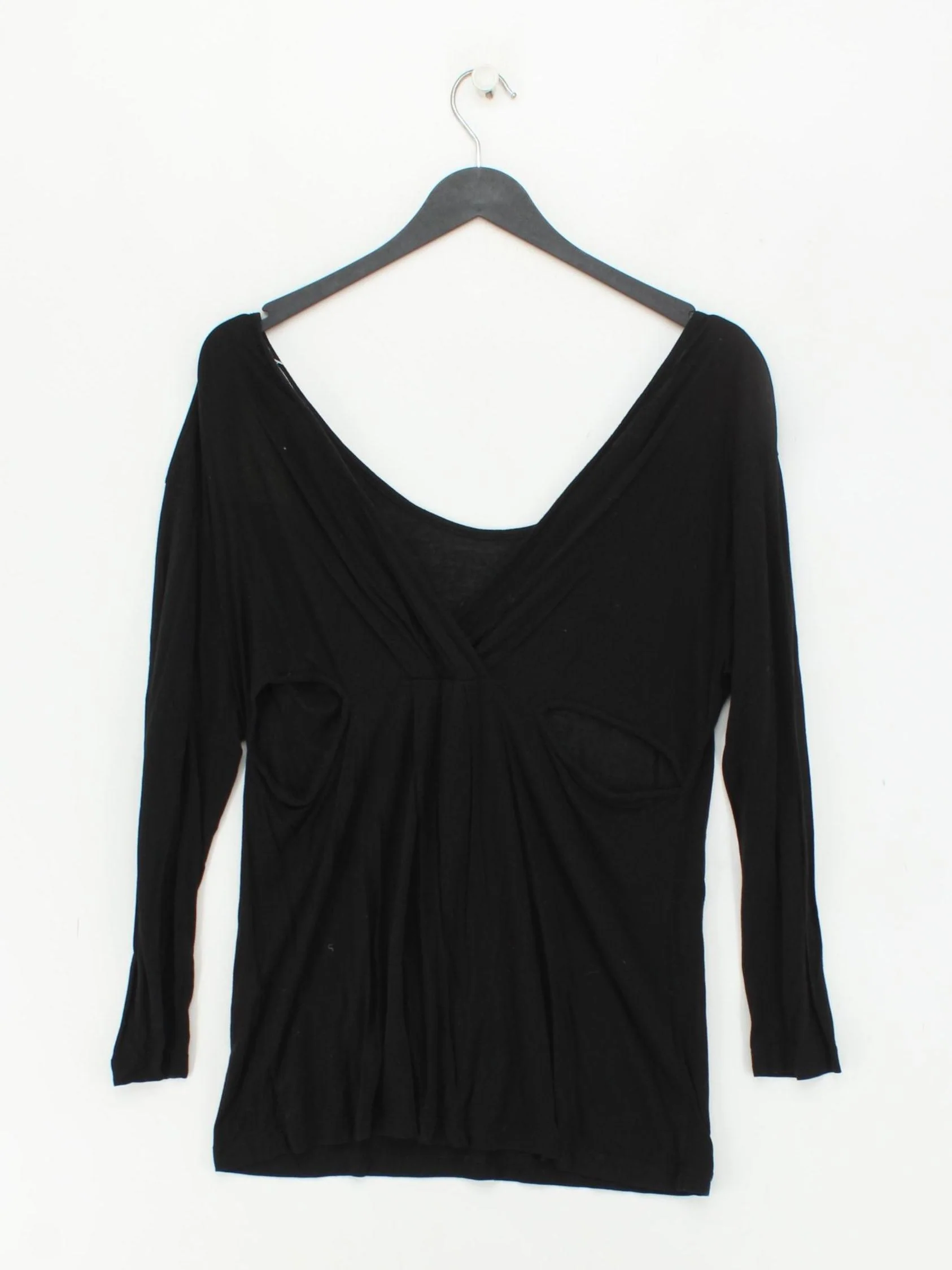 Intropia Women's Top L Black 100% Other Long Sleeve V-Neck Basic - Image 2