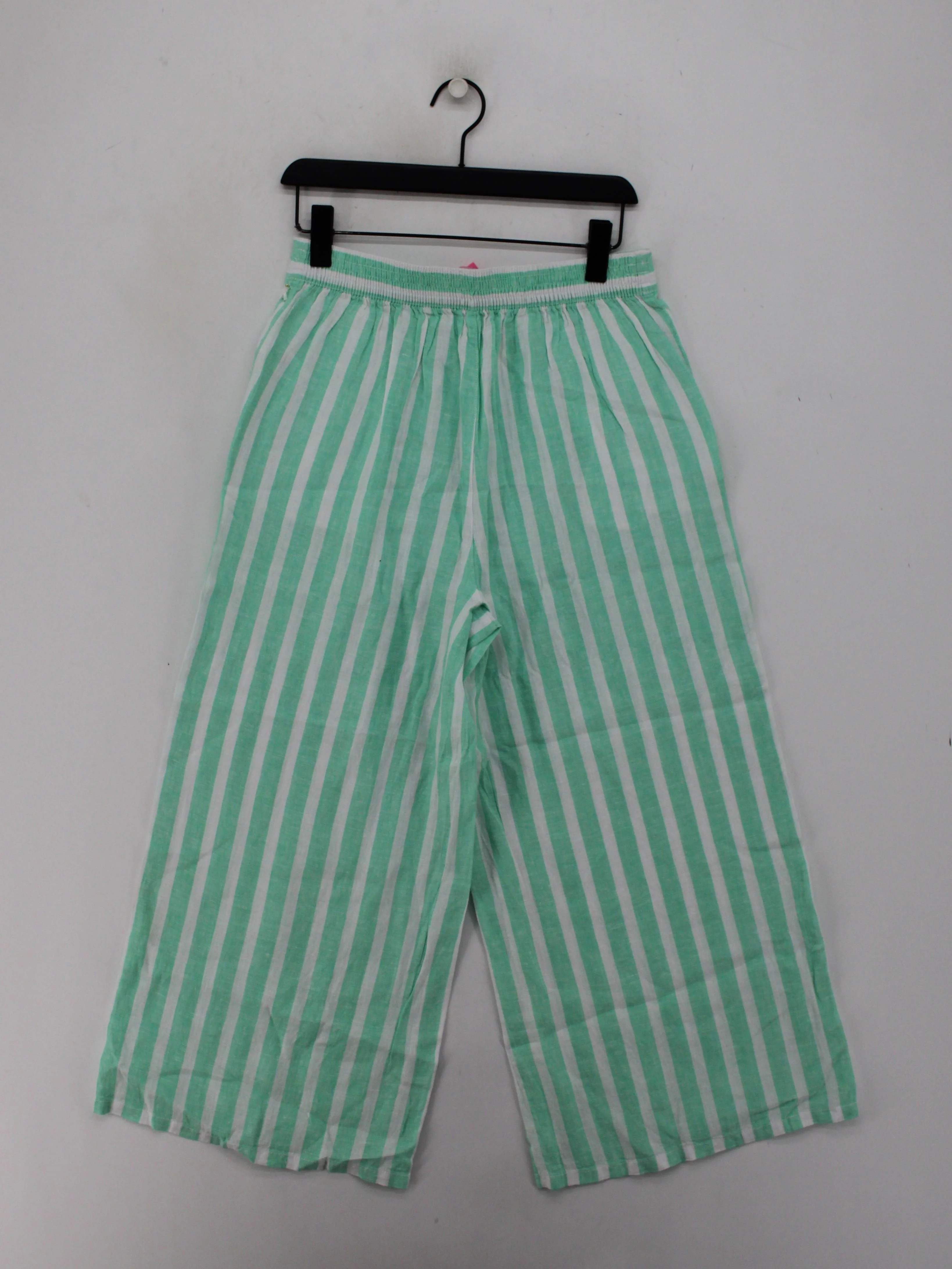 Isaac Mizrahi Women's Trousers M Multi Striped 100% Linen Wide-Leg Capri - Image 2