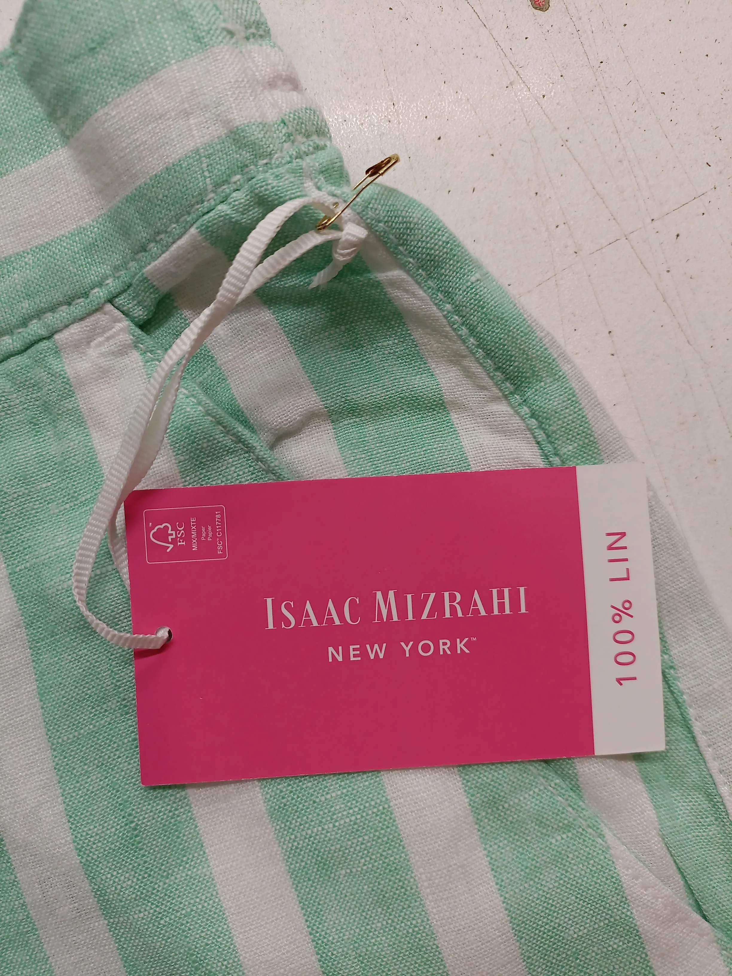 Isaac Mizrahi Women's Trousers M Multi Striped 100% Linen Wide-Leg Capri - Image 5