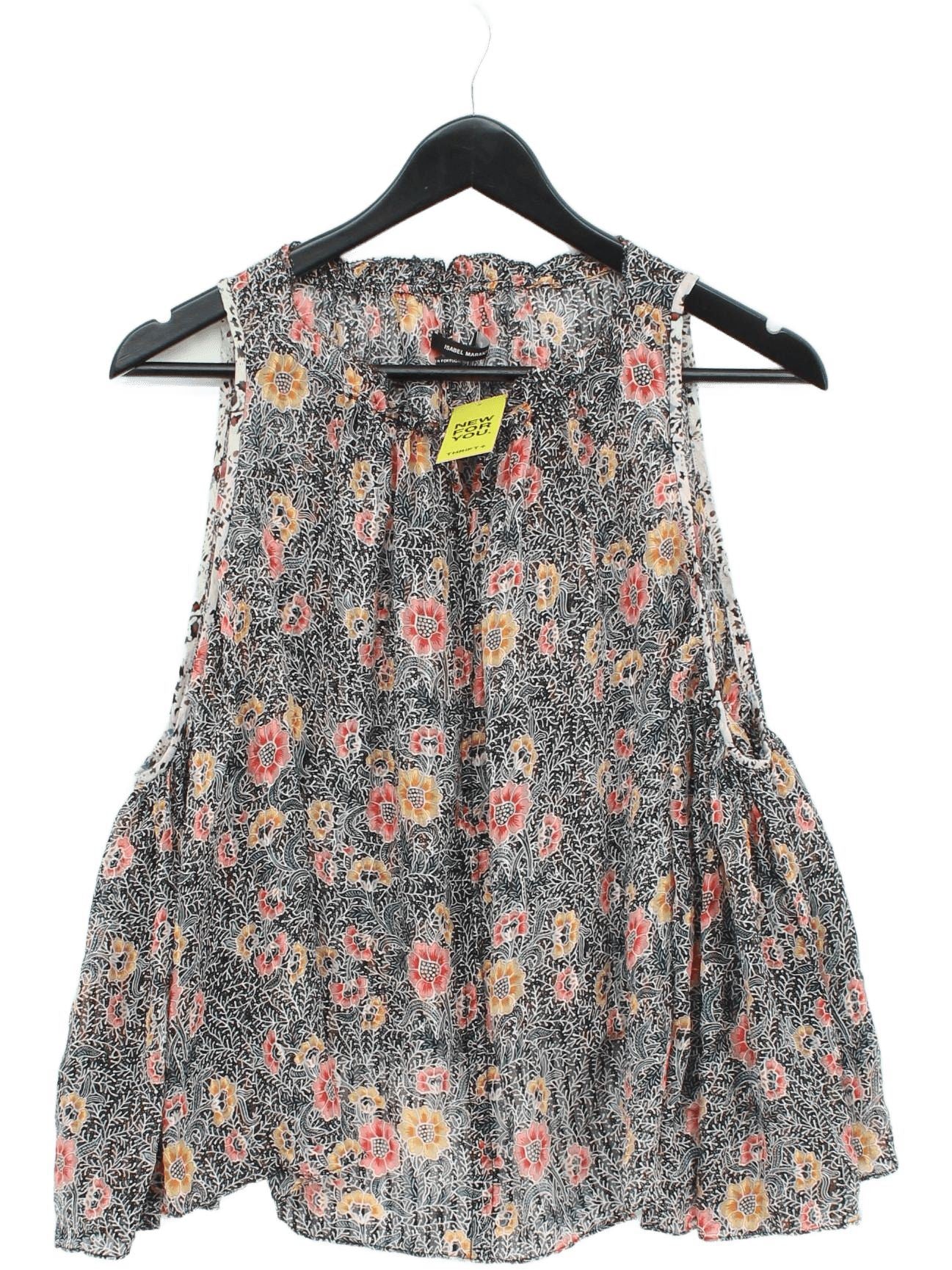Isabel Marant Women's Top XS Multi Floral 100% Silk Sleeveless Round Neck Basic