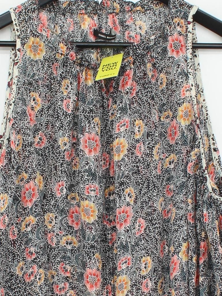 Isabel Marant Women's Top XS Multi Floral 100% Silk Sleeveless Round Neck Basic - Image 3