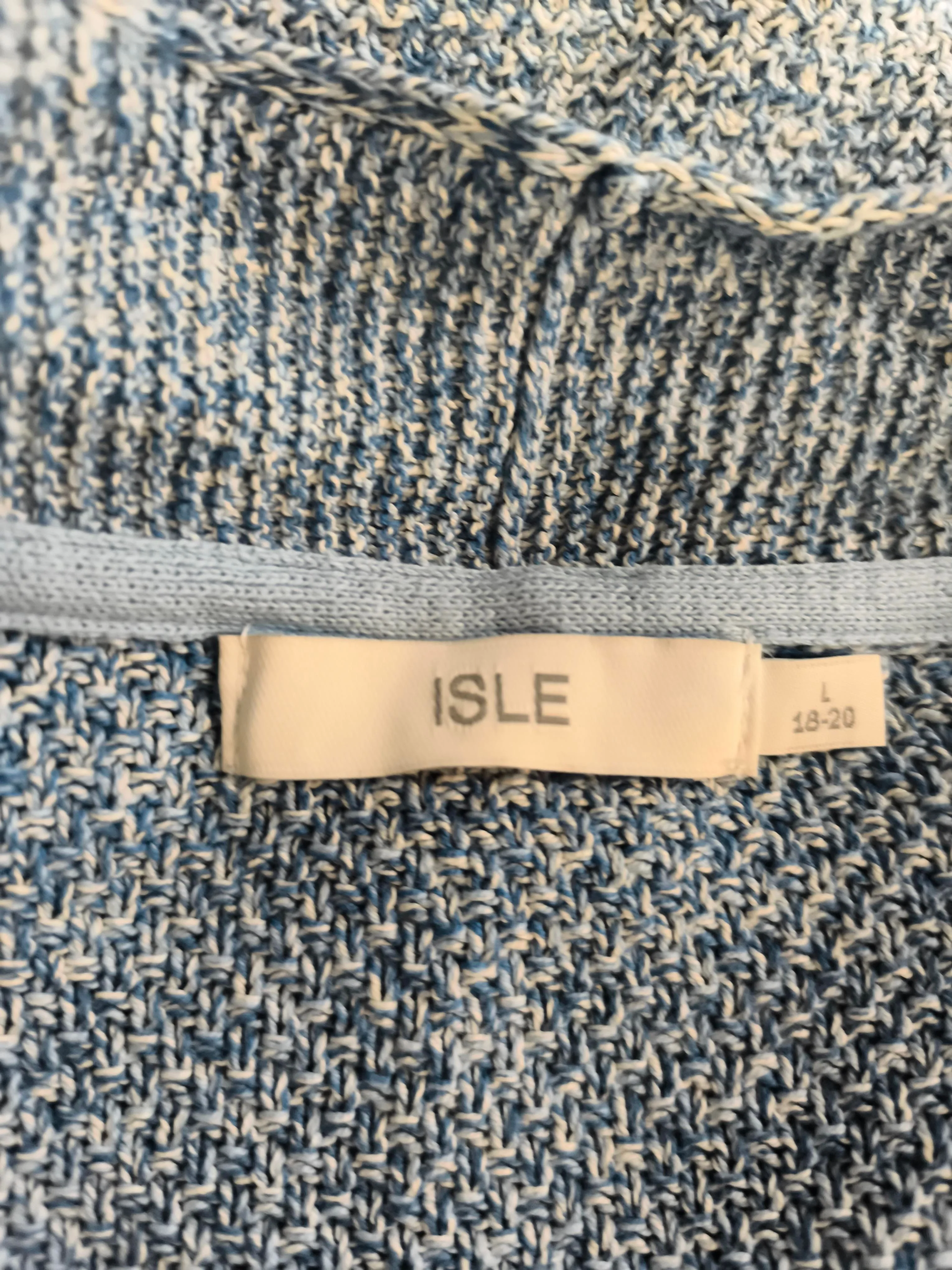 Isle Women's Cardigan L Blue 100% Cotton V-Neck Cardigan - Image 5
