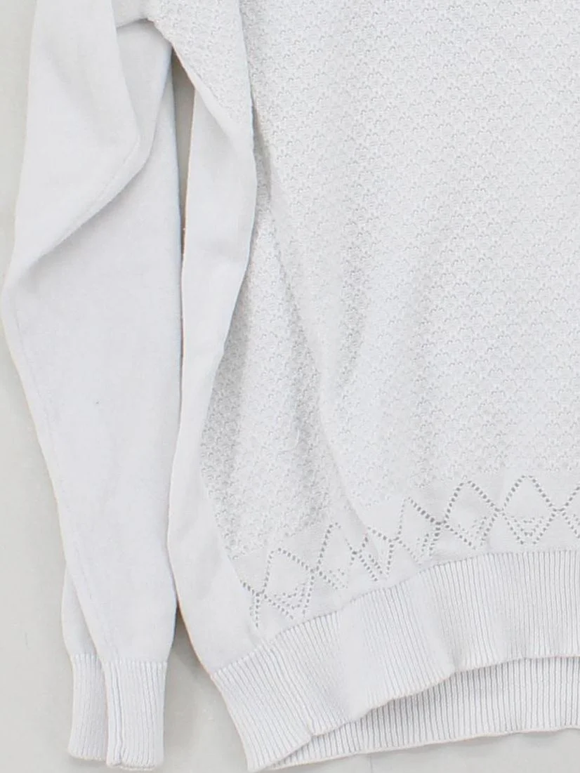 Isle Women's Cardigan M White 100% Cotton V-Neck Cardigan - Image 4