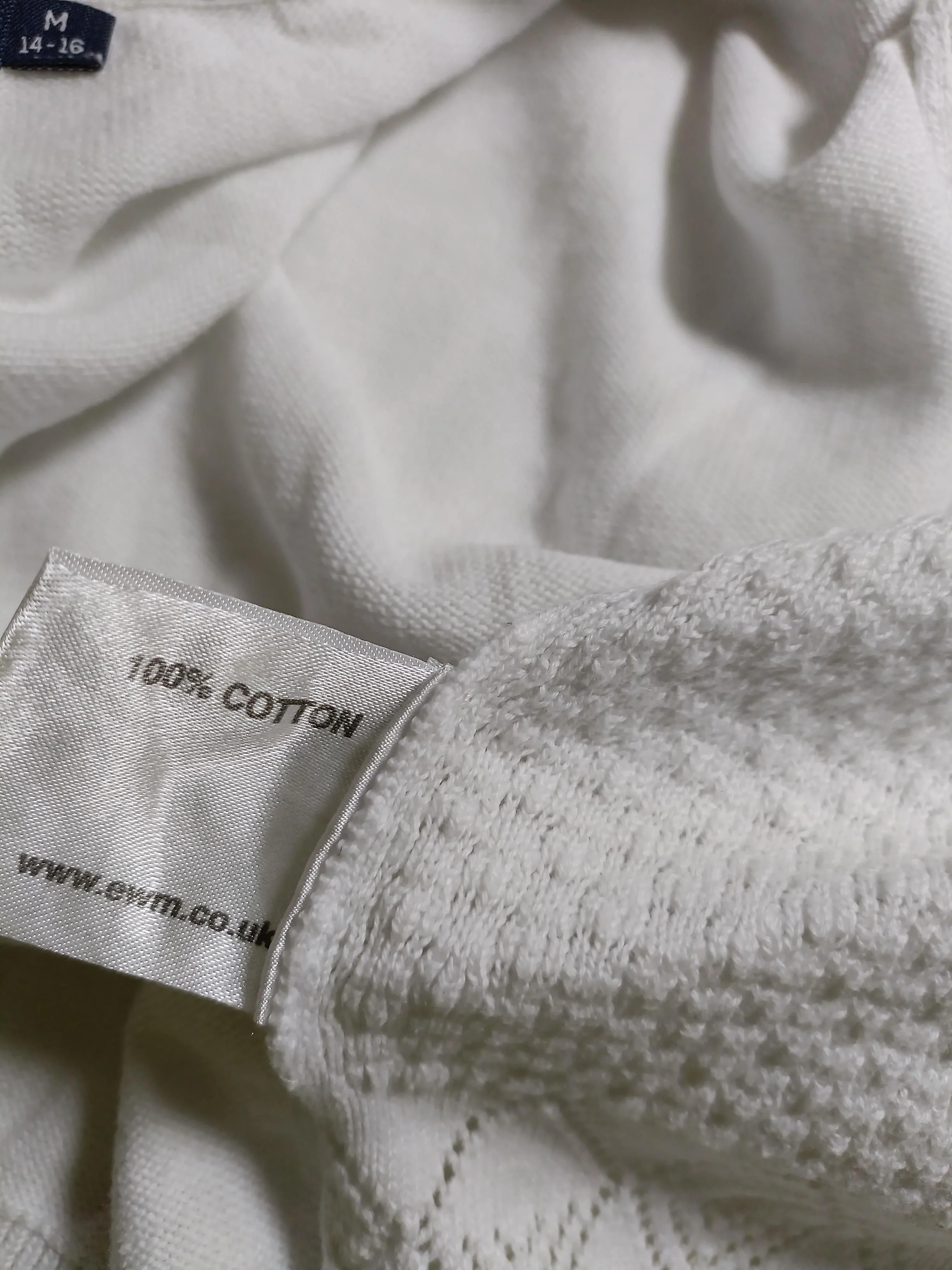 Isle Women's Cardigan M White 100% Cotton V-Neck Cardigan - Image 6