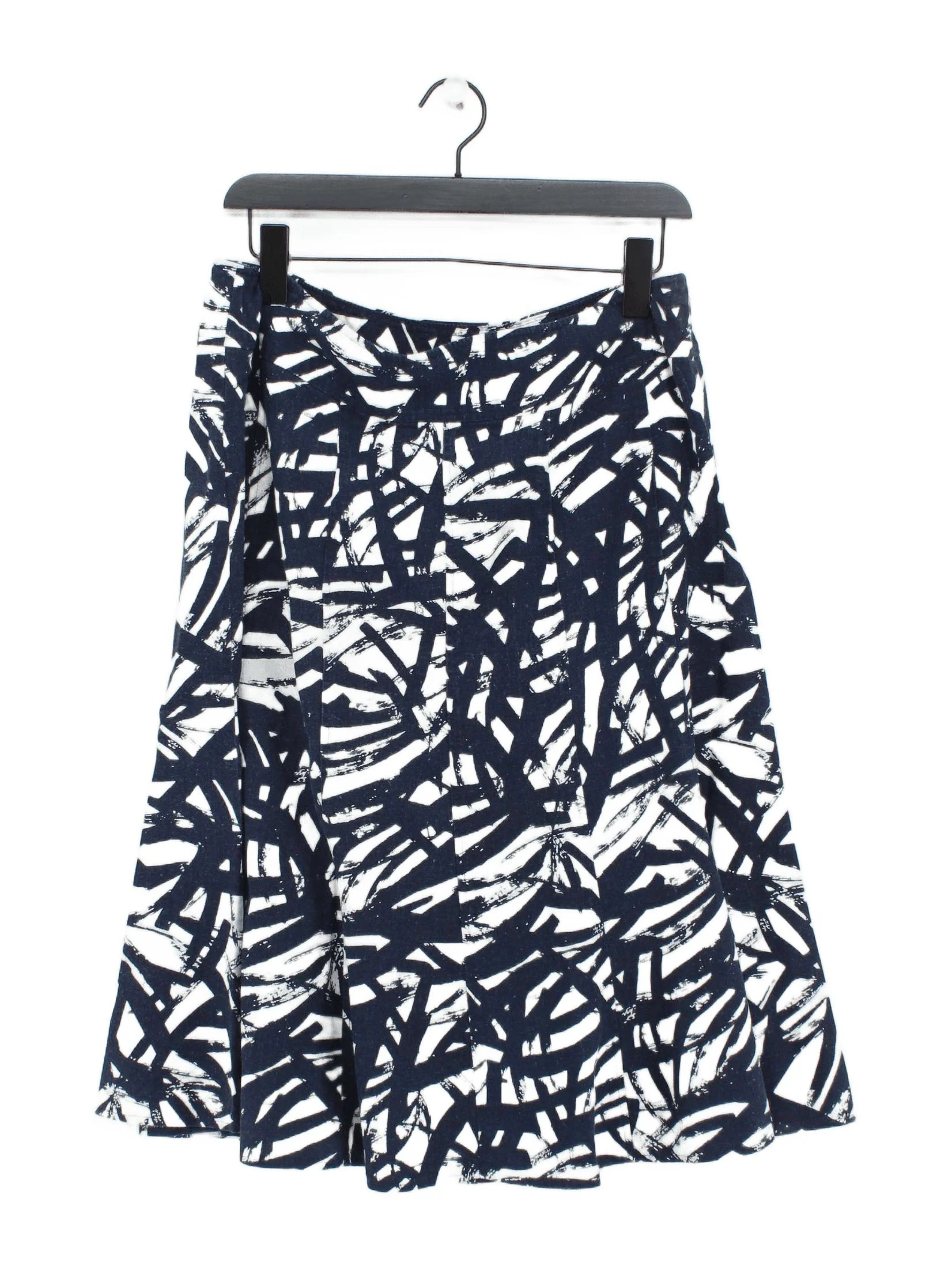 Isle Women's Midi Skirt UK 16 Blue Linen with Viscose Midi A-Line
