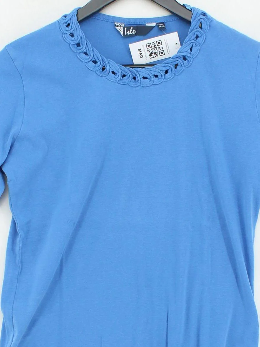 Isle Women's T-Shirt M Blue 100% Cotton Short Sleeve Round Neck Basic - Image 3