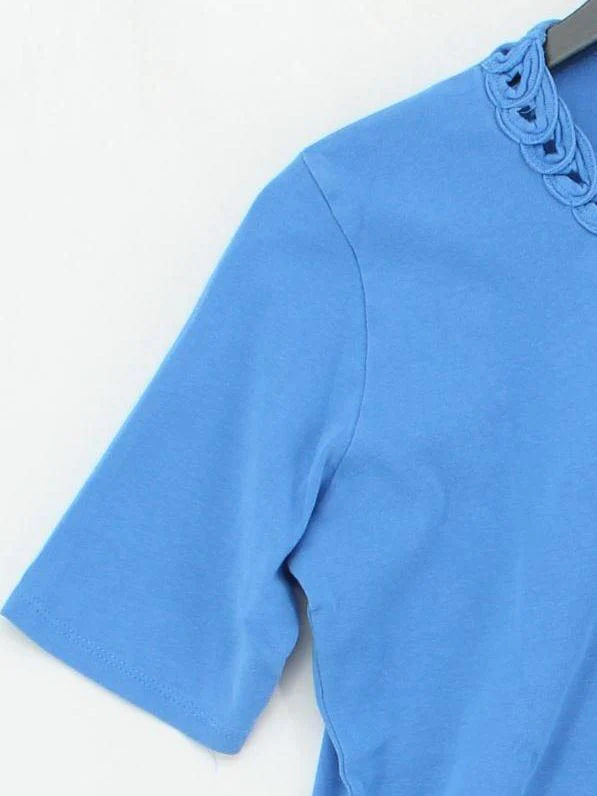 Isle Women's T-Shirt M Blue 100% Cotton Short Sleeve Round Neck Basic - Image 4