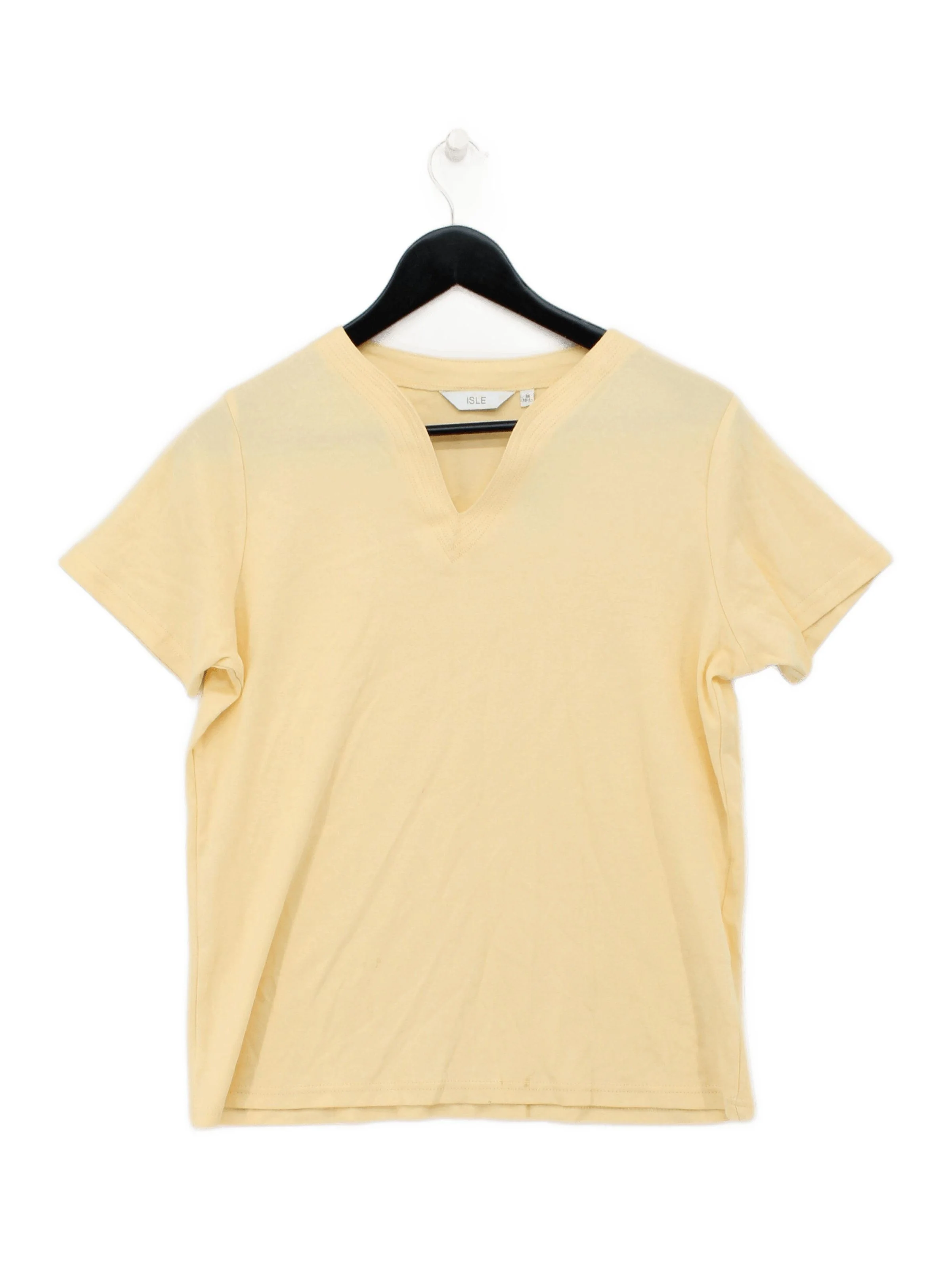 Isle Women's T-Shirt M Cream 100% Cotton Short Sleeve V-Neck Basic