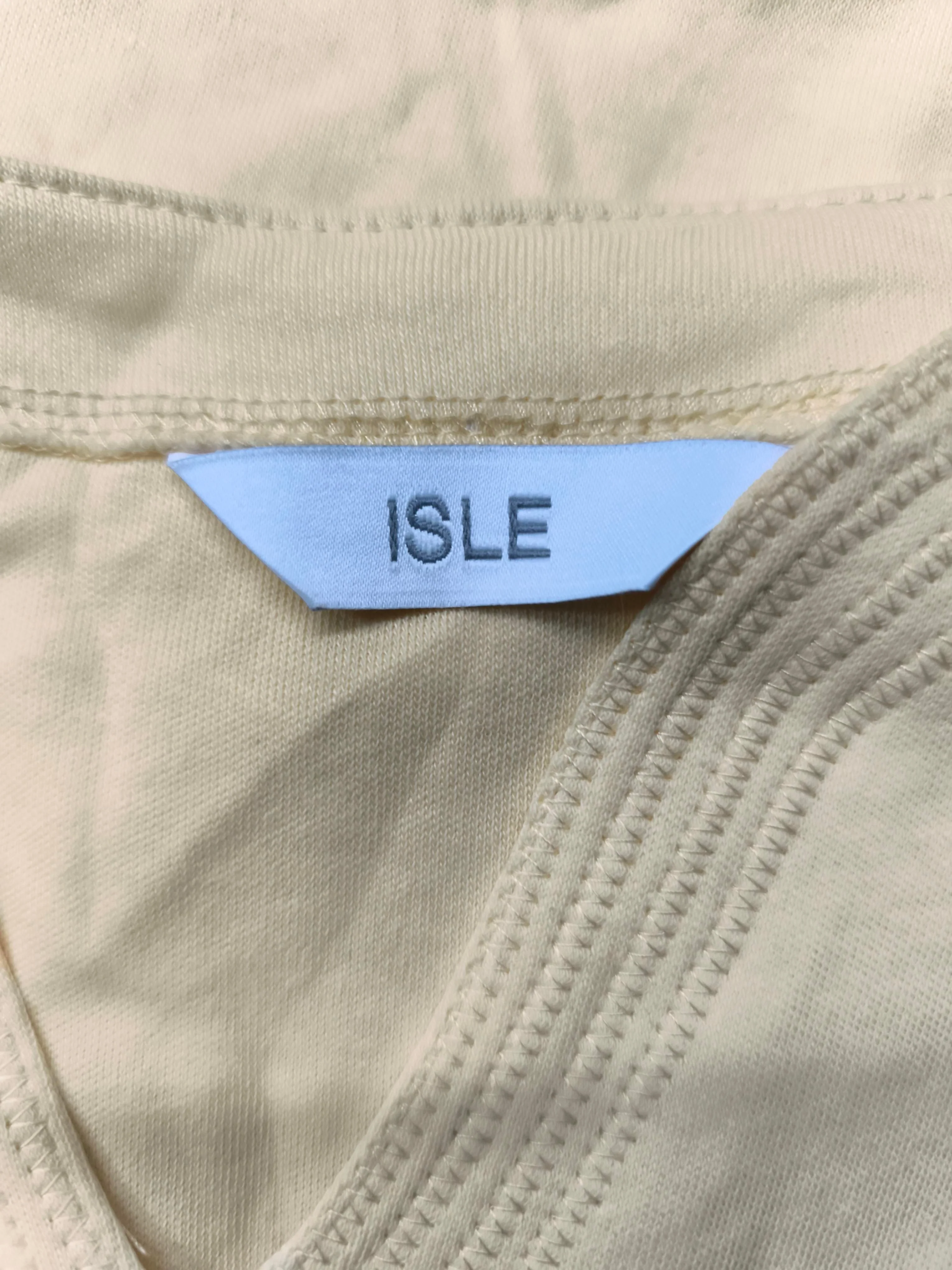 Isle Women's T-Shirt M Cream 100% Cotton Short Sleeve V-Neck Basic - Image 7