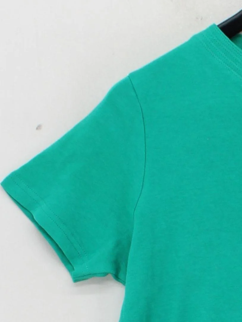 Isle Women's T-Shirt M Green 100% Cotton Short Sleeve V-Neck Basic - Image 4