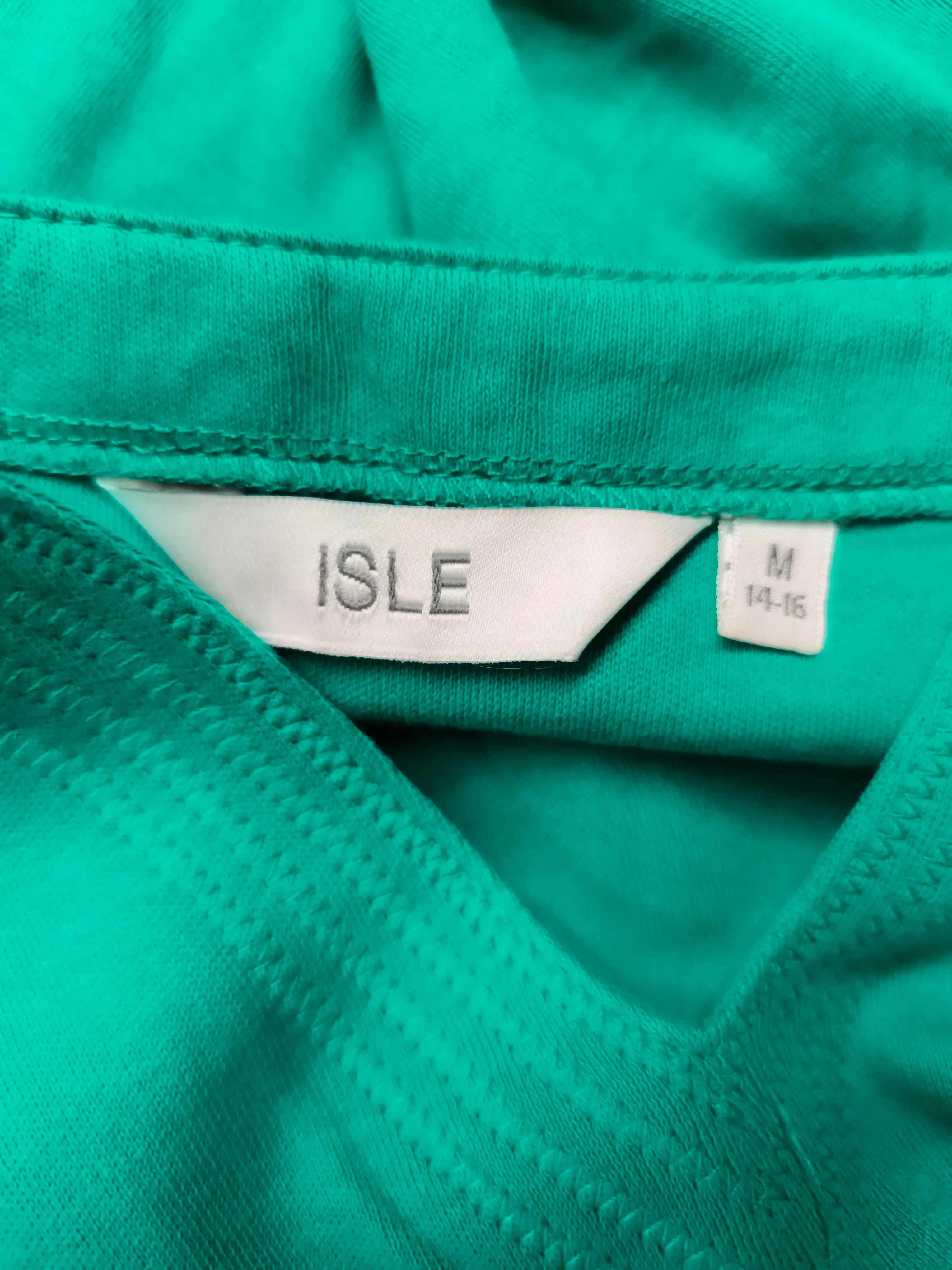 Isle Women's T-Shirt M Green 100% Cotton Short Sleeve V-Neck Basic - Image 6