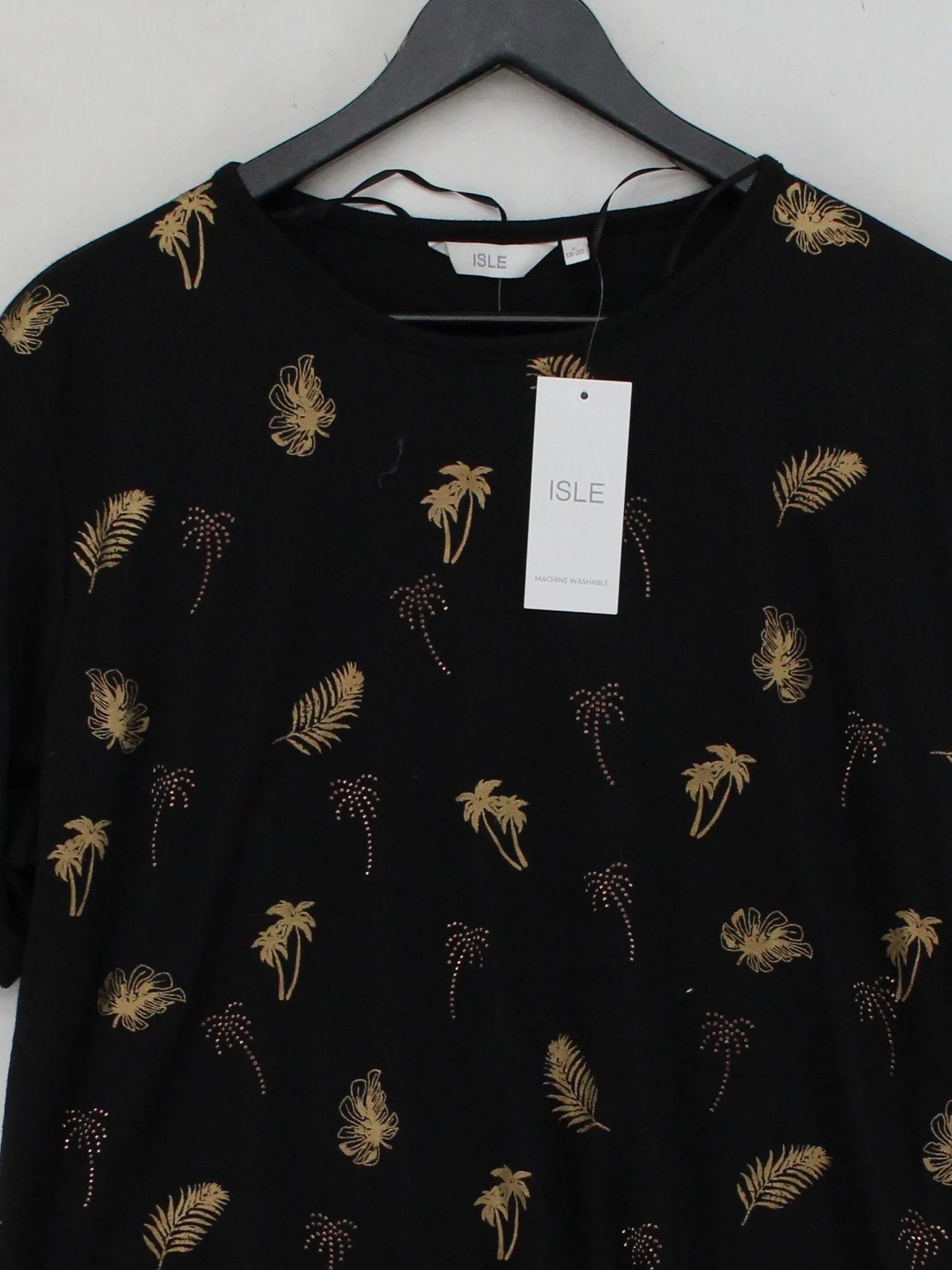 Isle Women's T-Shirt UK 18 Black Polyester with Linen Basic New with tags - Image 3