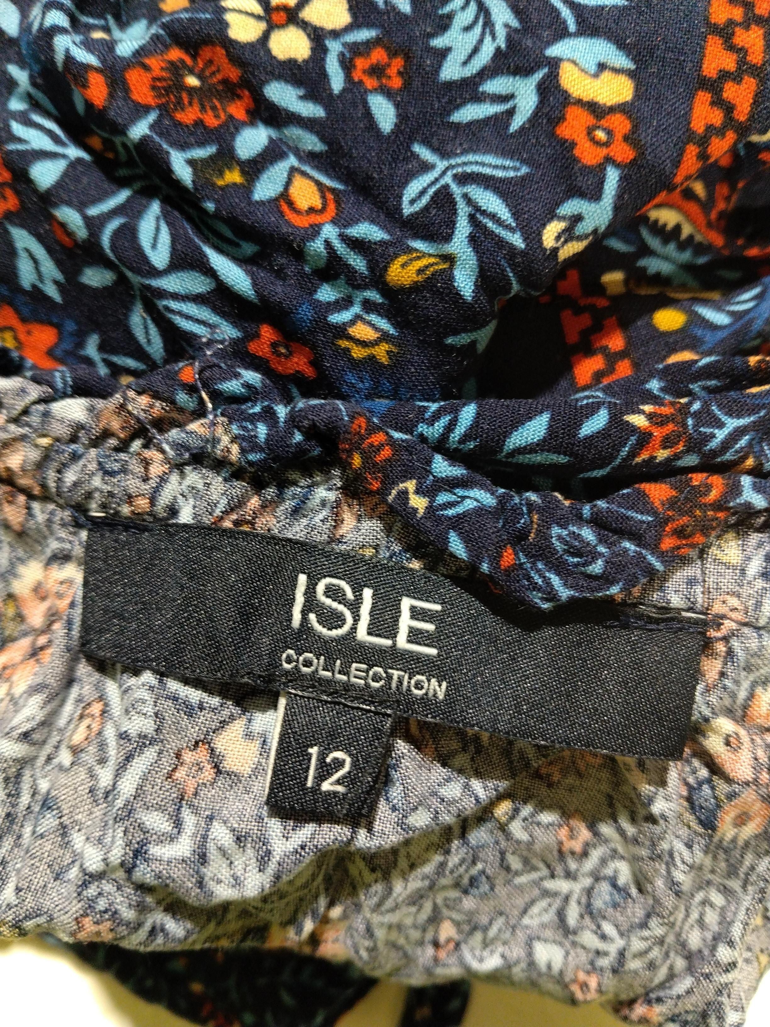 Isle Women's Top UK 12 Multi Floral 100% Viscose Long Sleeve V-Neck Basic - Image 5
