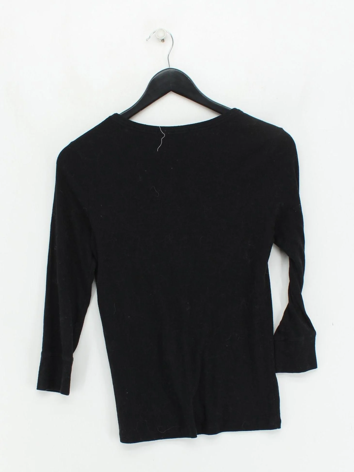 J Brand Women's Top M Black Cotton with Elastane 3/4 Sleeve Round Neck Basic - Image 2