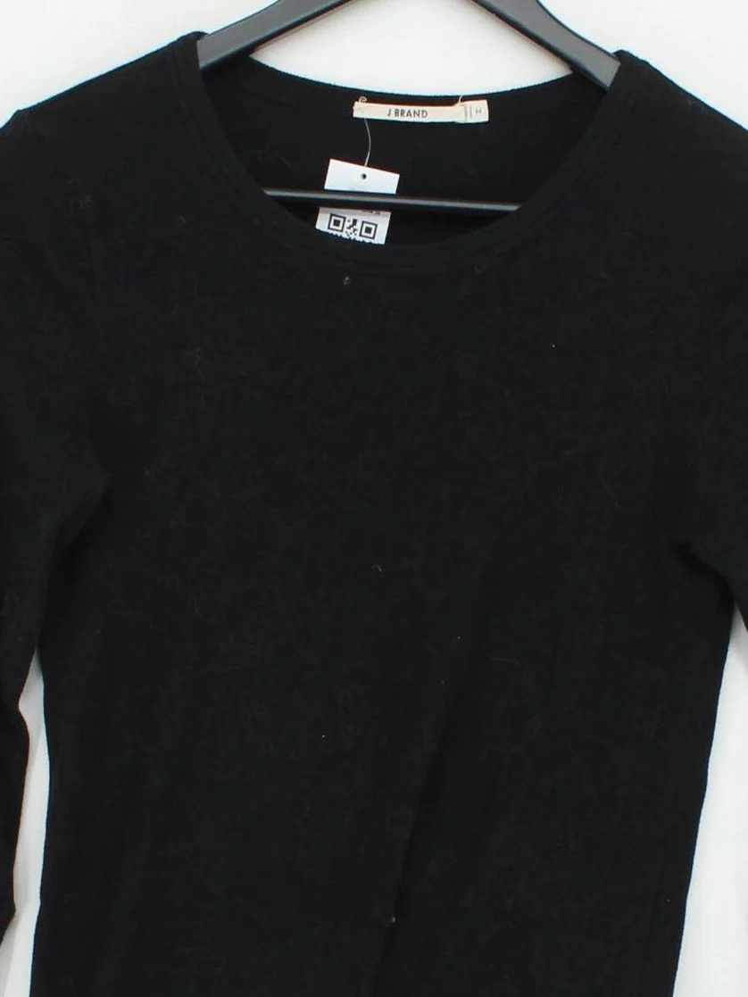 J Brand Women's Top M Black Cotton with Elastane 3/4 Sleeve Round Neck Basic - Image 3