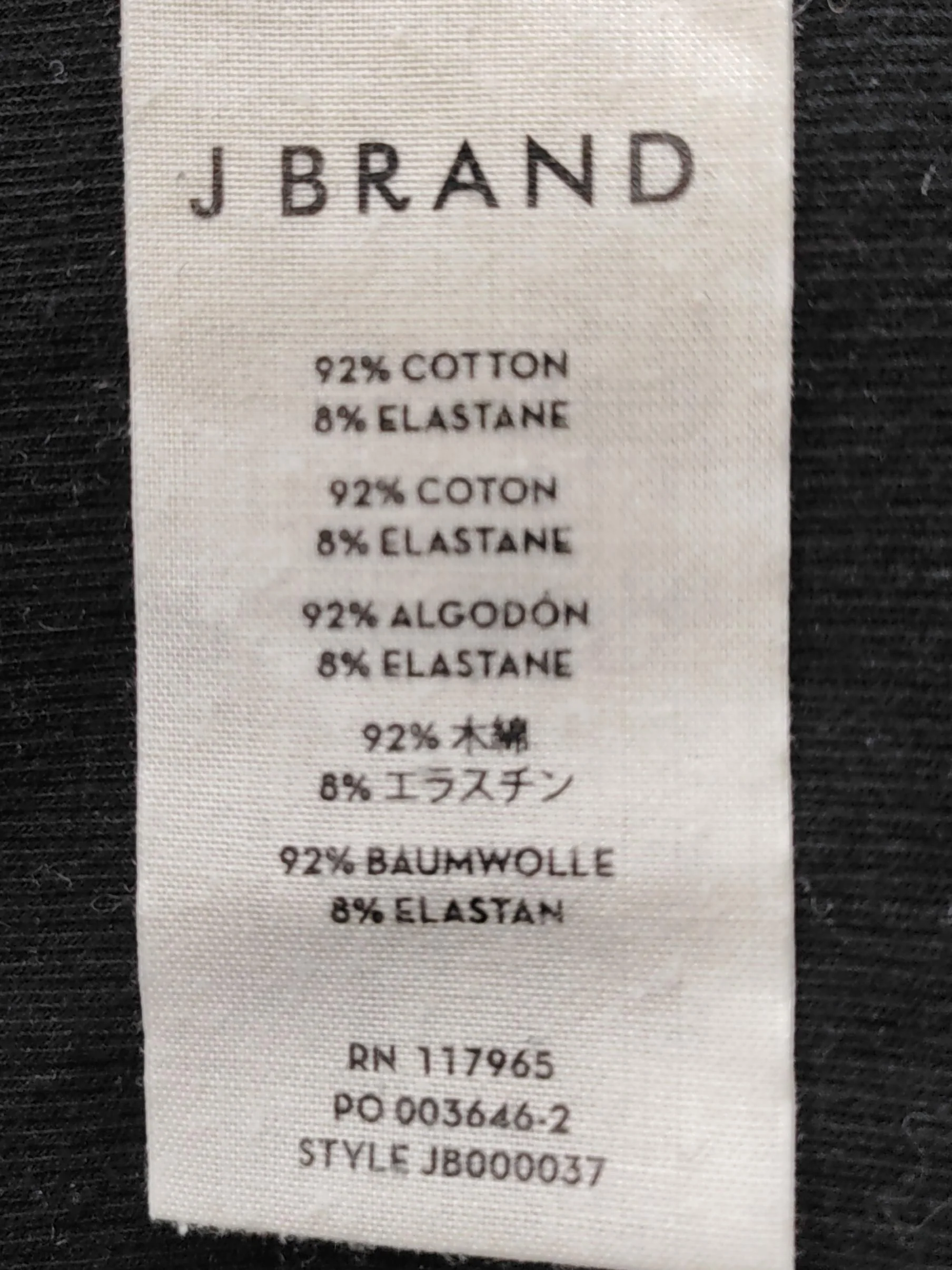 J Brand Women's Top M Black Cotton with Elastane 3/4 Sleeve Round Neck Basic - Image 6