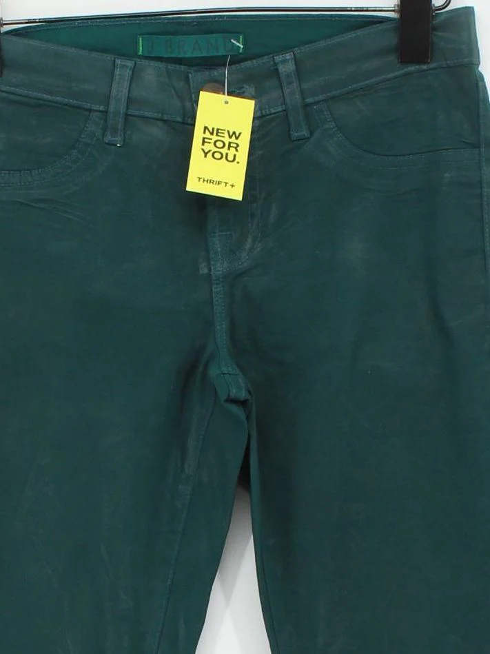 J Brand Women's Trousers W 26 in Green Cotton with Spandex Skinny Chino - Image 3