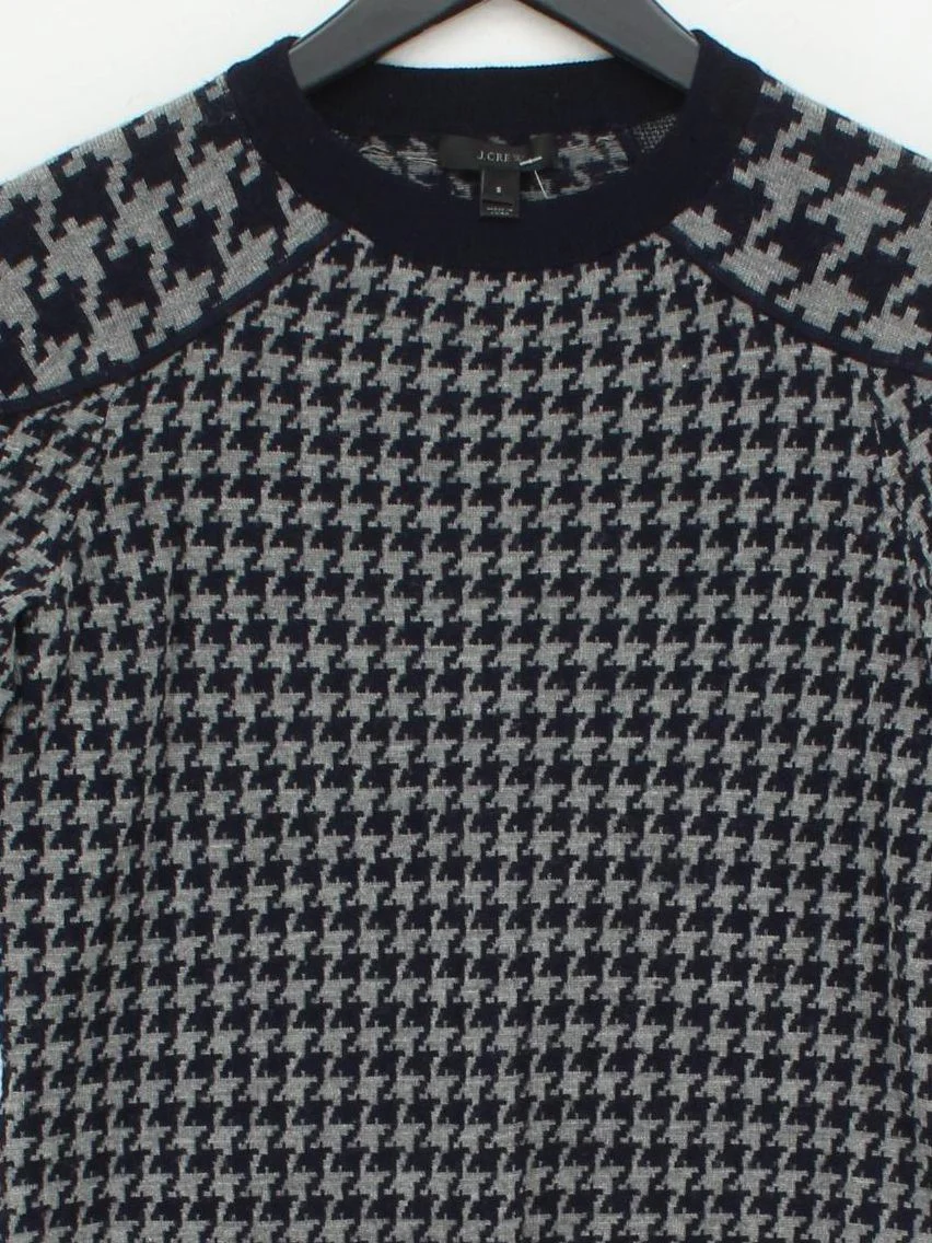 J. Crew Men's Jumper S Blue Checkered 100% Other Crew Neck Pullover - Image 3