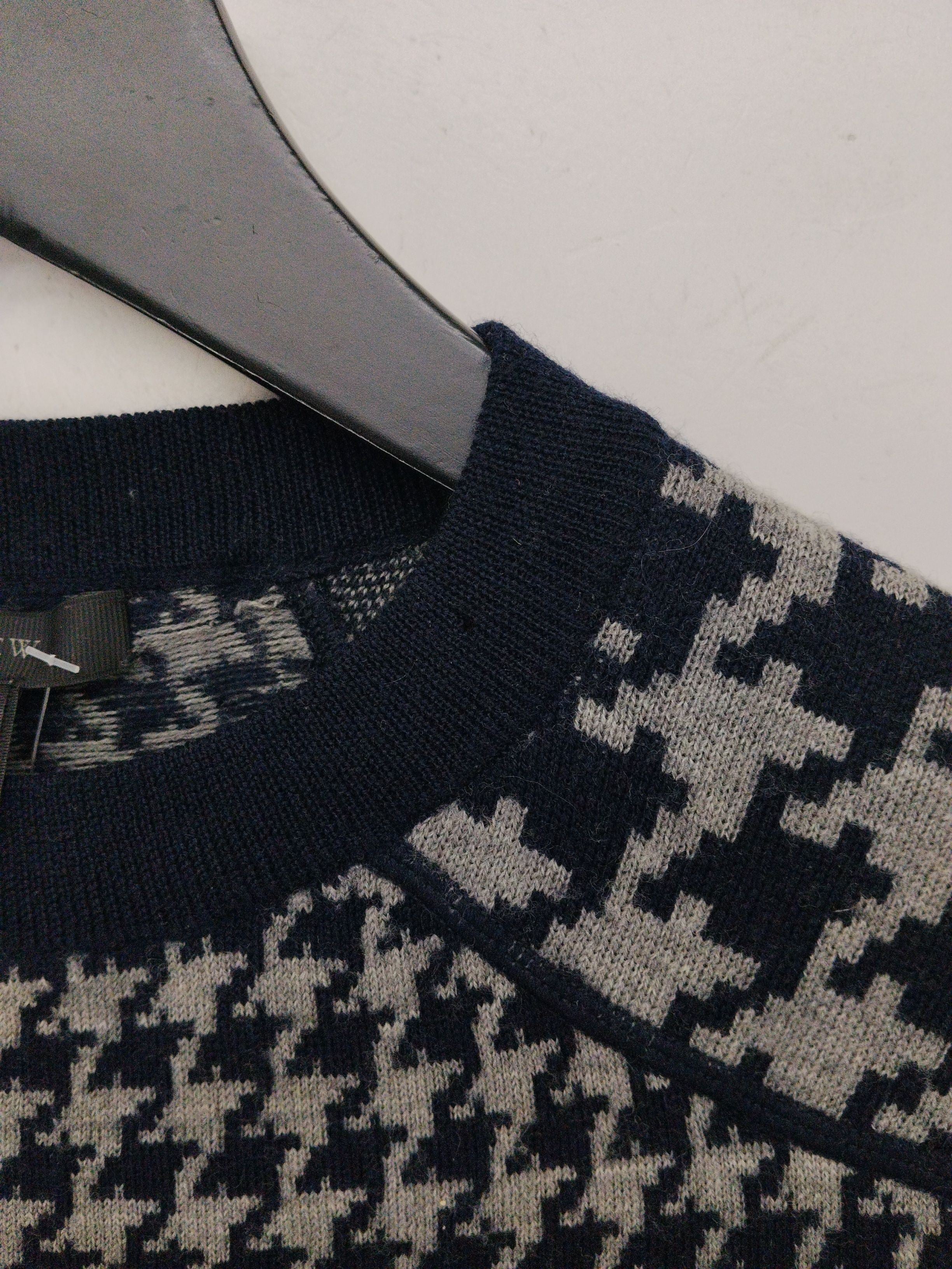 J. Crew Men's Jumper S Blue Checkered 100% Other Crew Neck Pullover - Image 5