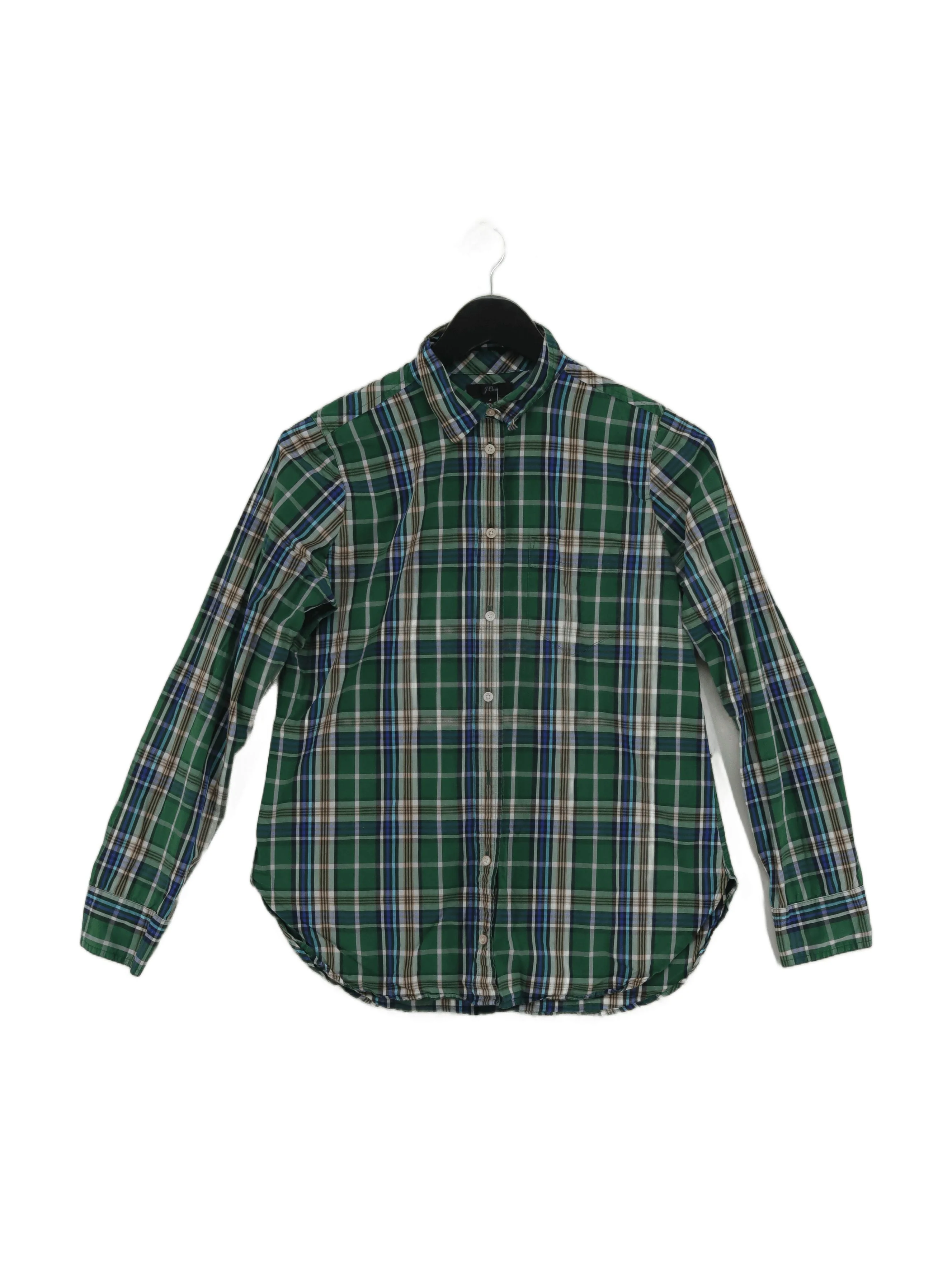 J. Crew Men's Shirt Chest: 40 in Green Checkered 100% Cotton Basic