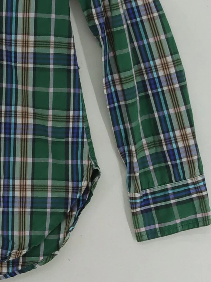 J. Crew Men's Shirt Chest: 40 in Green Checkered 100% Cotton Basic - Image 4