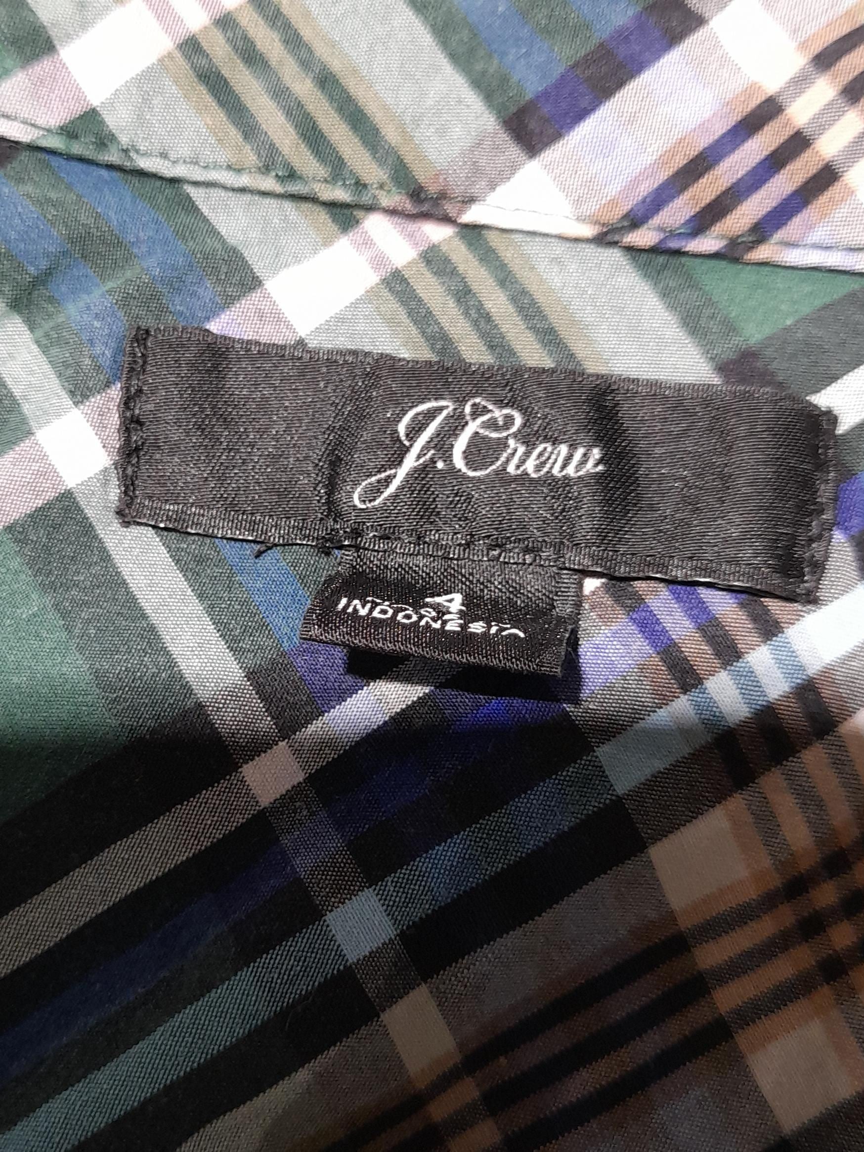J. Crew Men's Shirt Chest: 40 in Green Checkered 100% Cotton Basic - Image 5